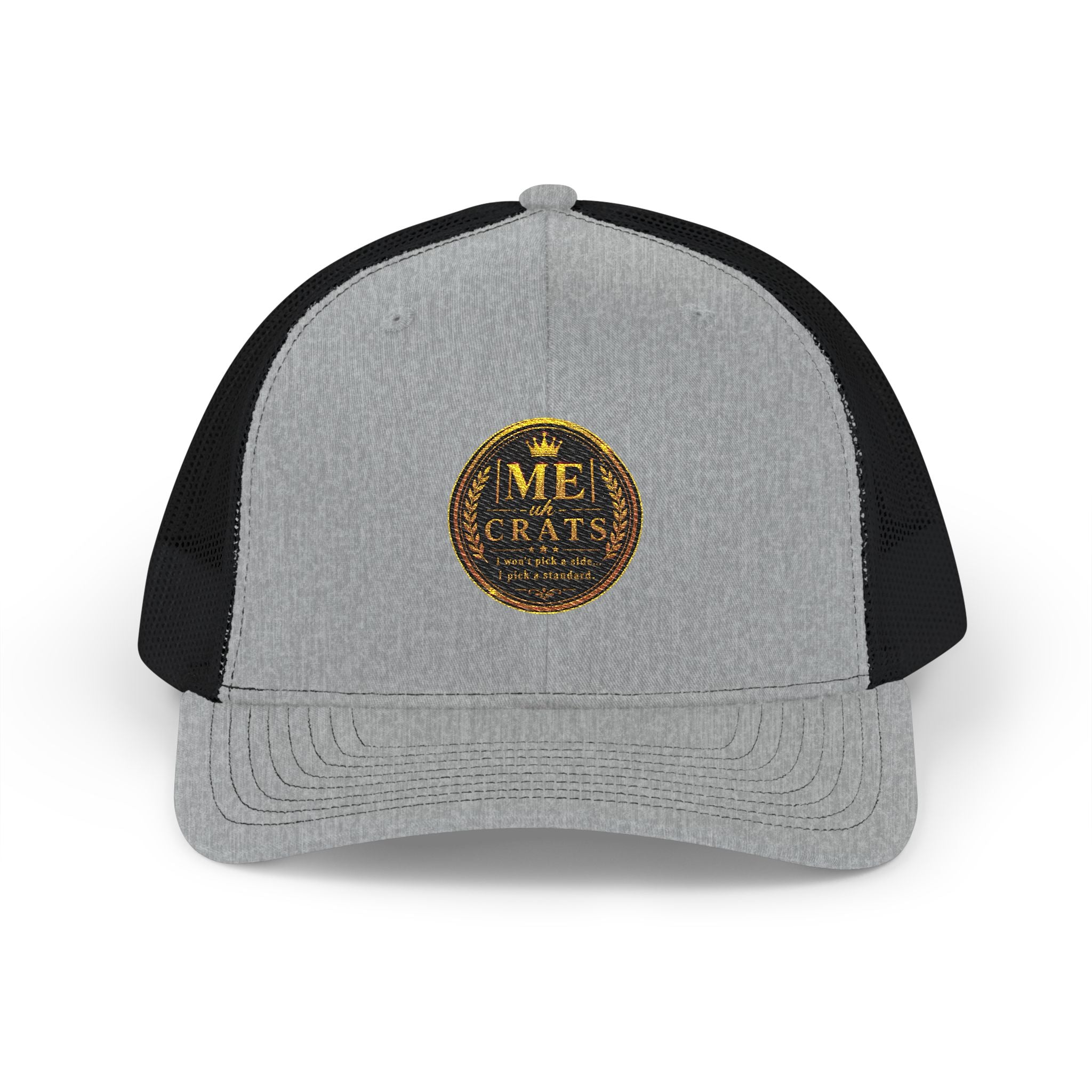 Me -uh- CRATS Signature Embroidered Retro Coin Logo Trucker Cap