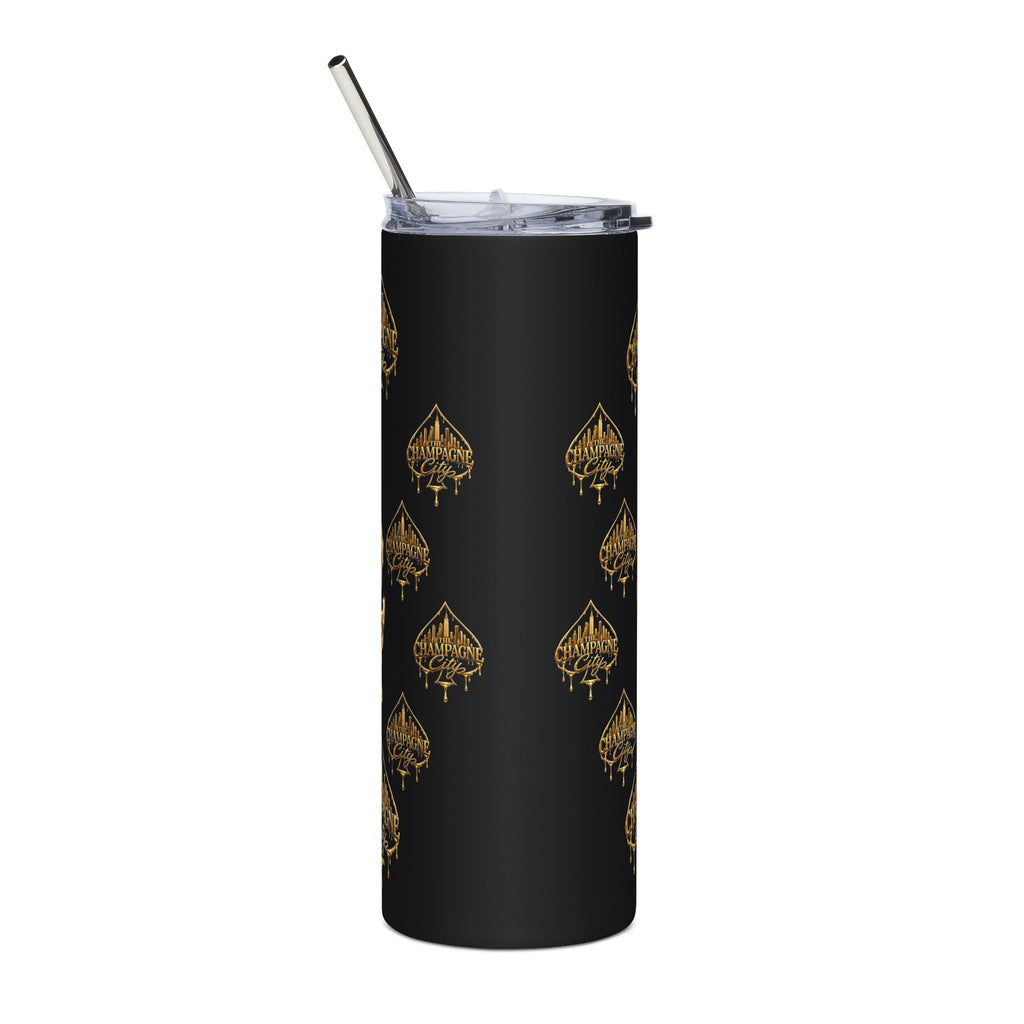 Champagne City 20oz Stainless Steel Tumbler — Gold Skyline Drip Design
