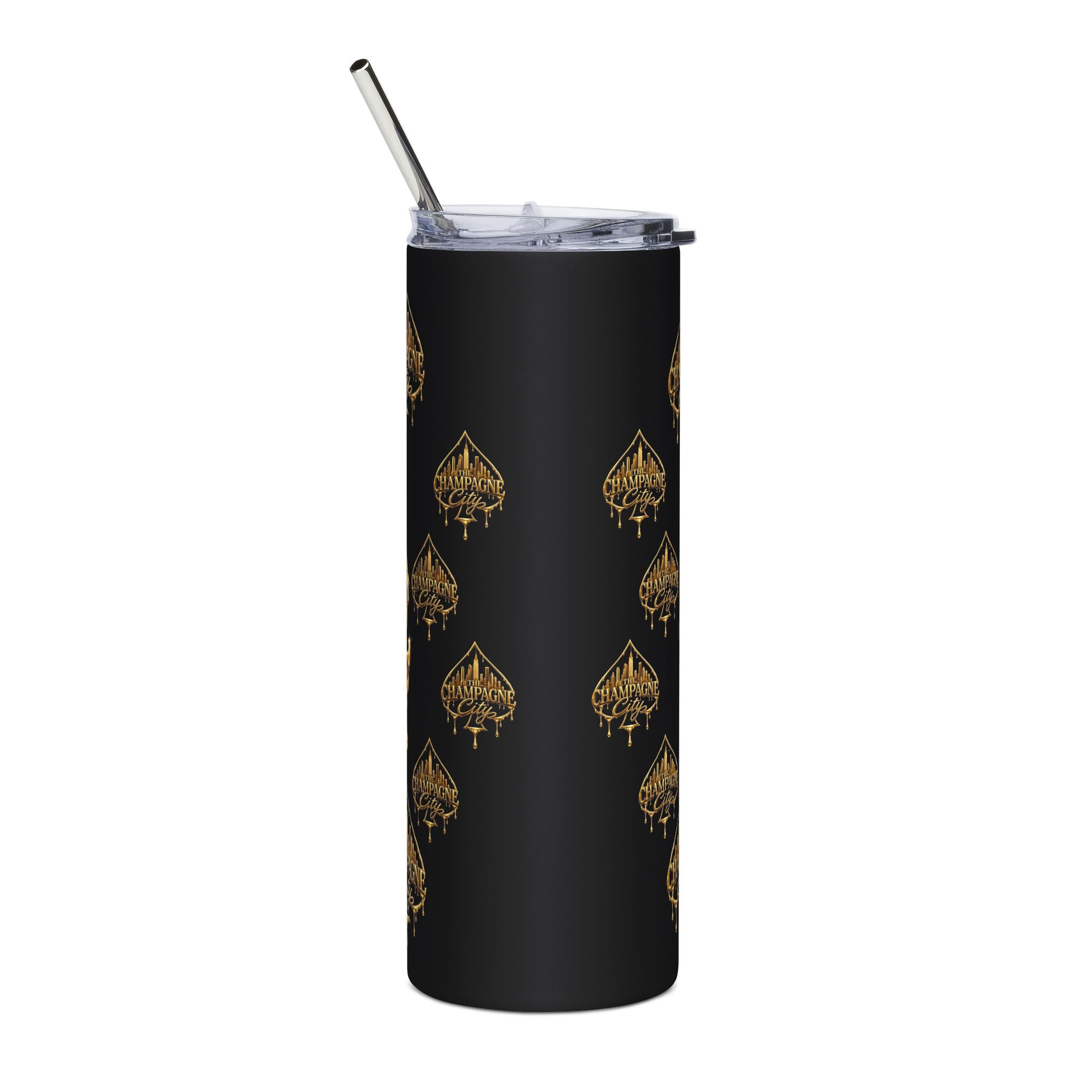 Champagne City 20oz Stainless Steel Tumbler — Gold Skyline Drip Design