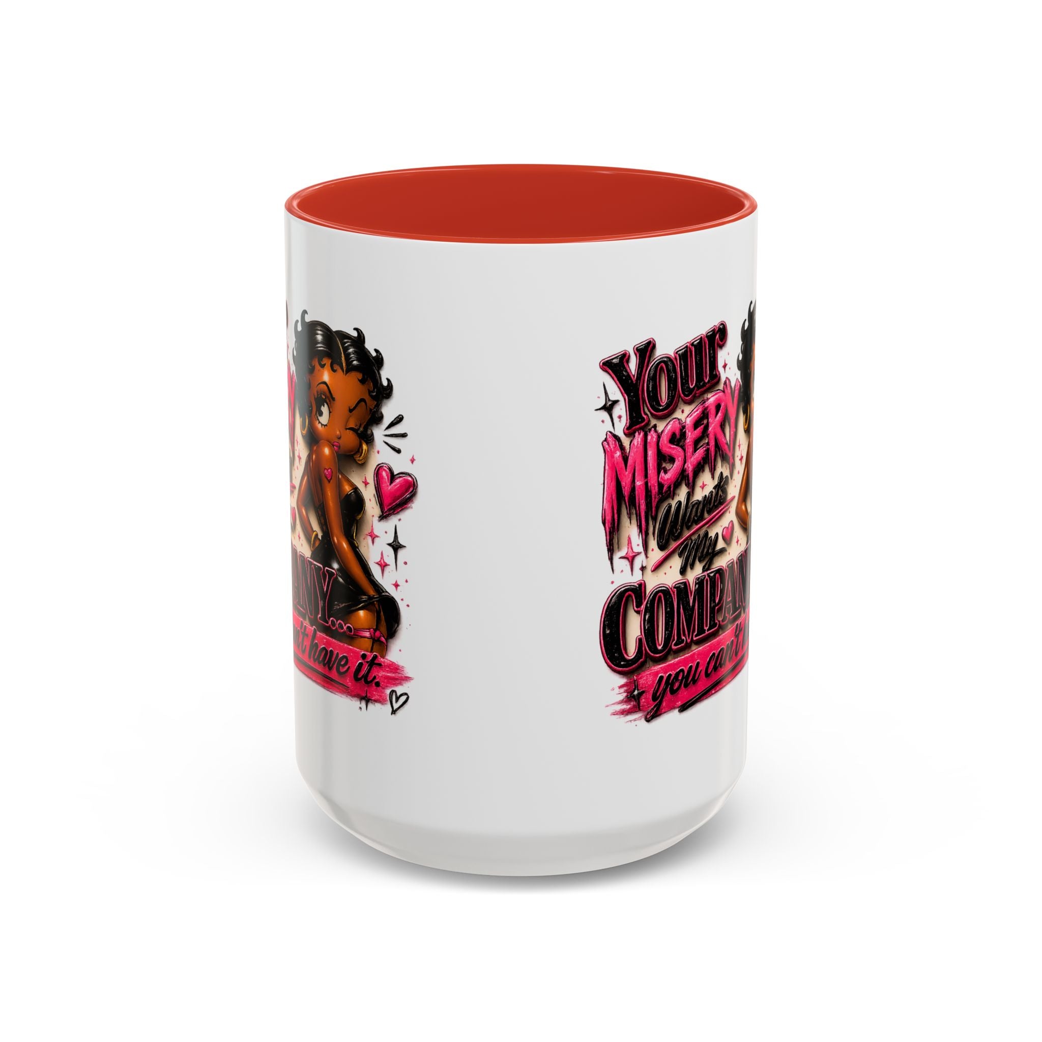 Accent Coffee Mug — "Your Misery Wants My Company" Retro Pin-Up Coffee Mug (11/15oz)
