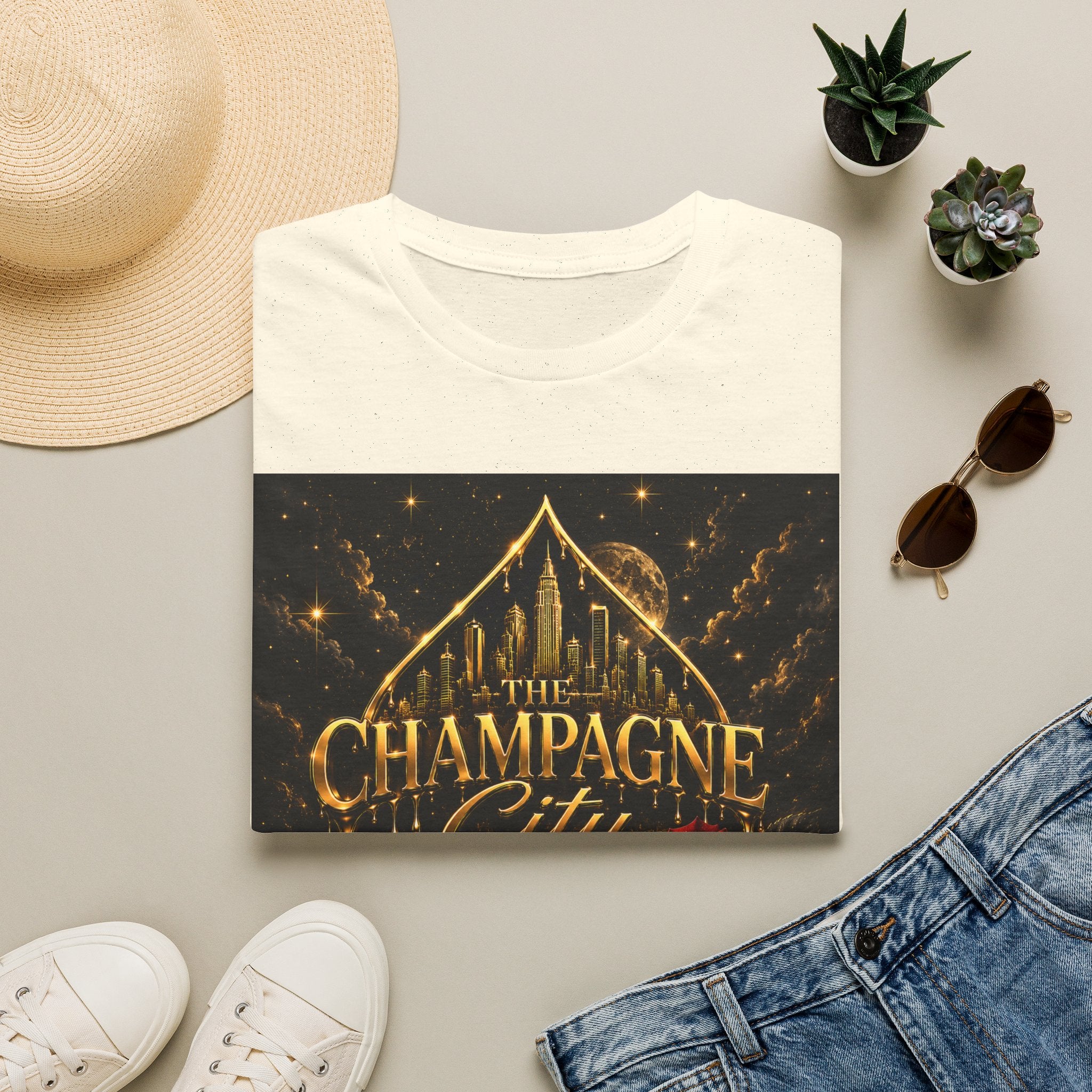 The Champagne City T-Shirt — Golden Skyline Graphic Tee
