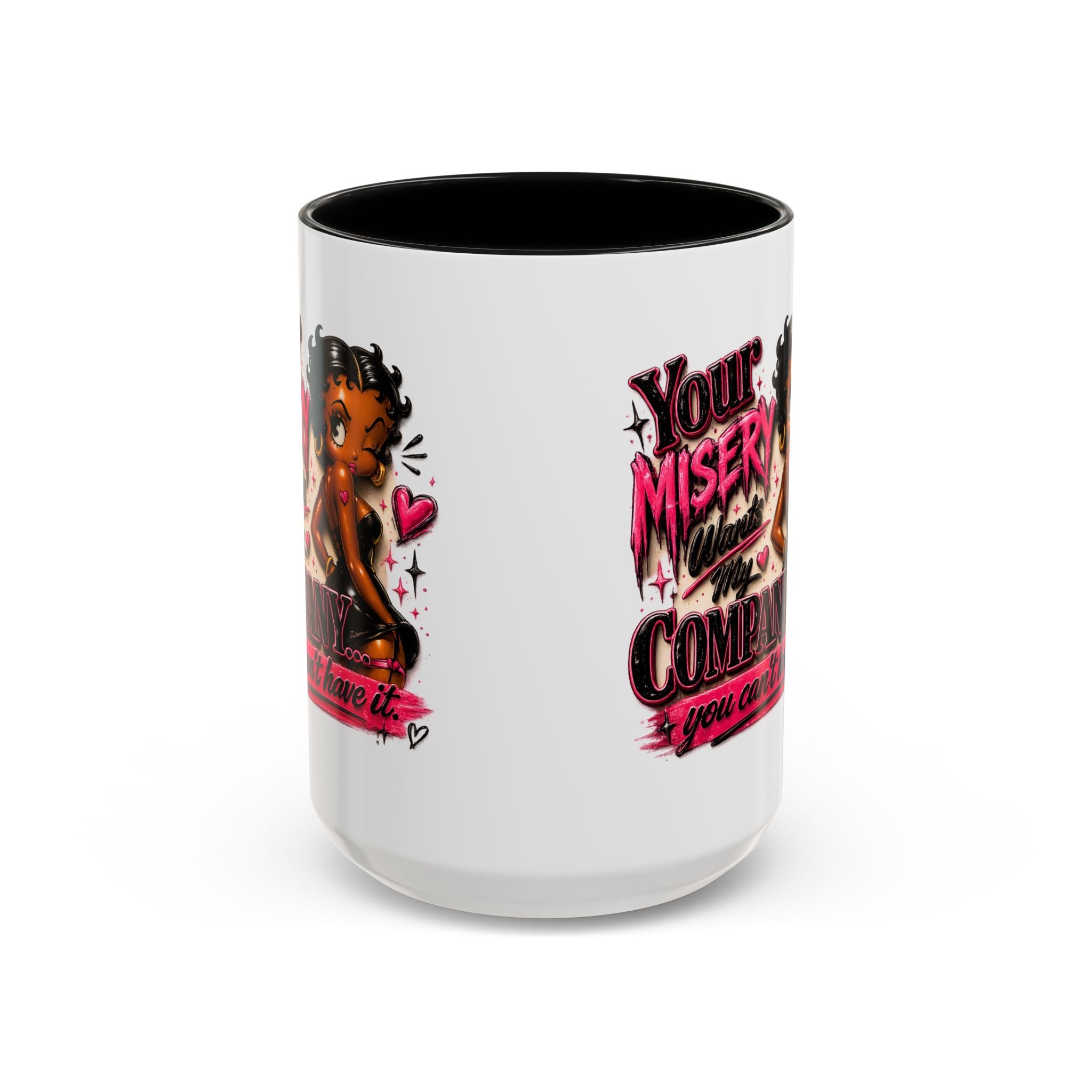 Accent Coffee Mug — "Your Misery Wants My Company" Retro Pin-Up Coffee Mug (11/15oz)