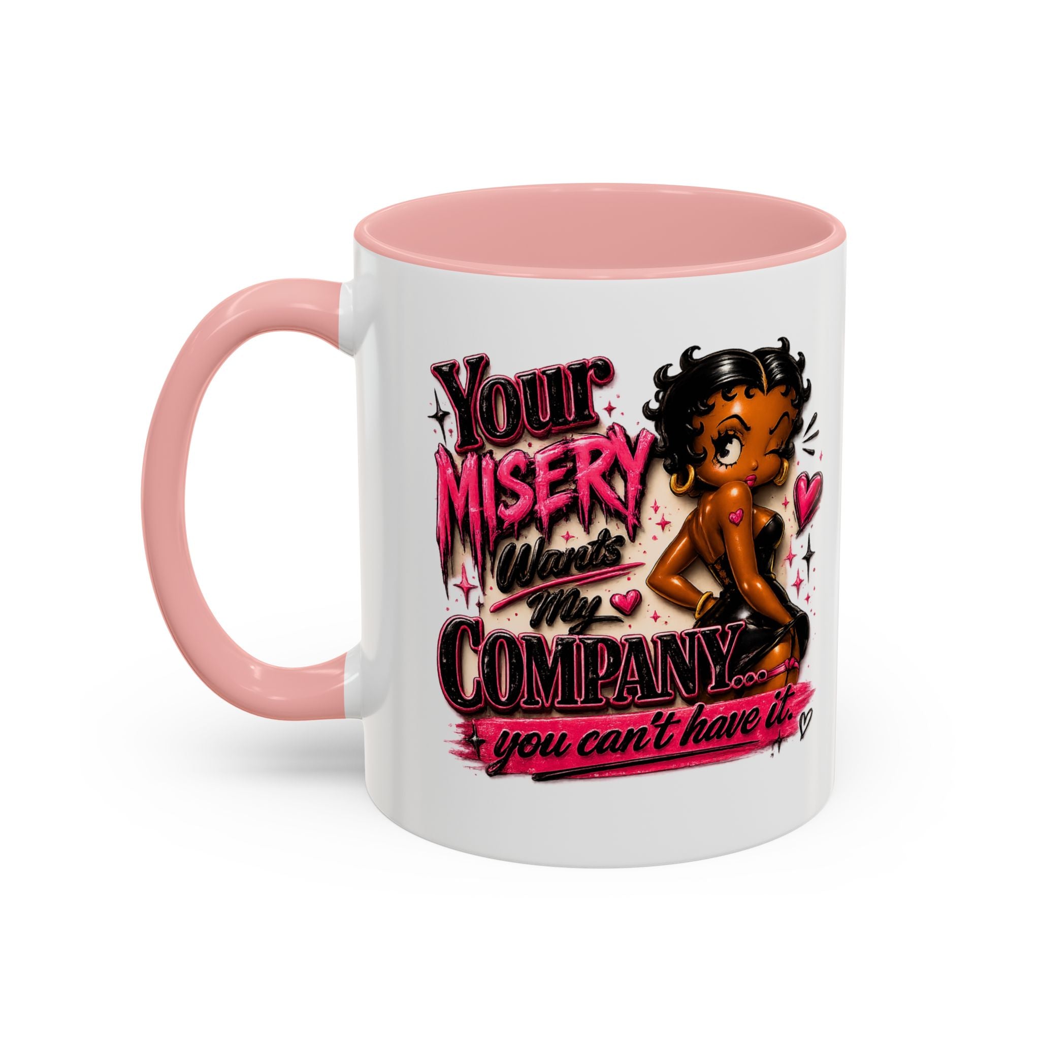 Accent Coffee Mug — "Your Misery Wants My Company" Retro Pin-Up Coffee Mug (11/15oz)