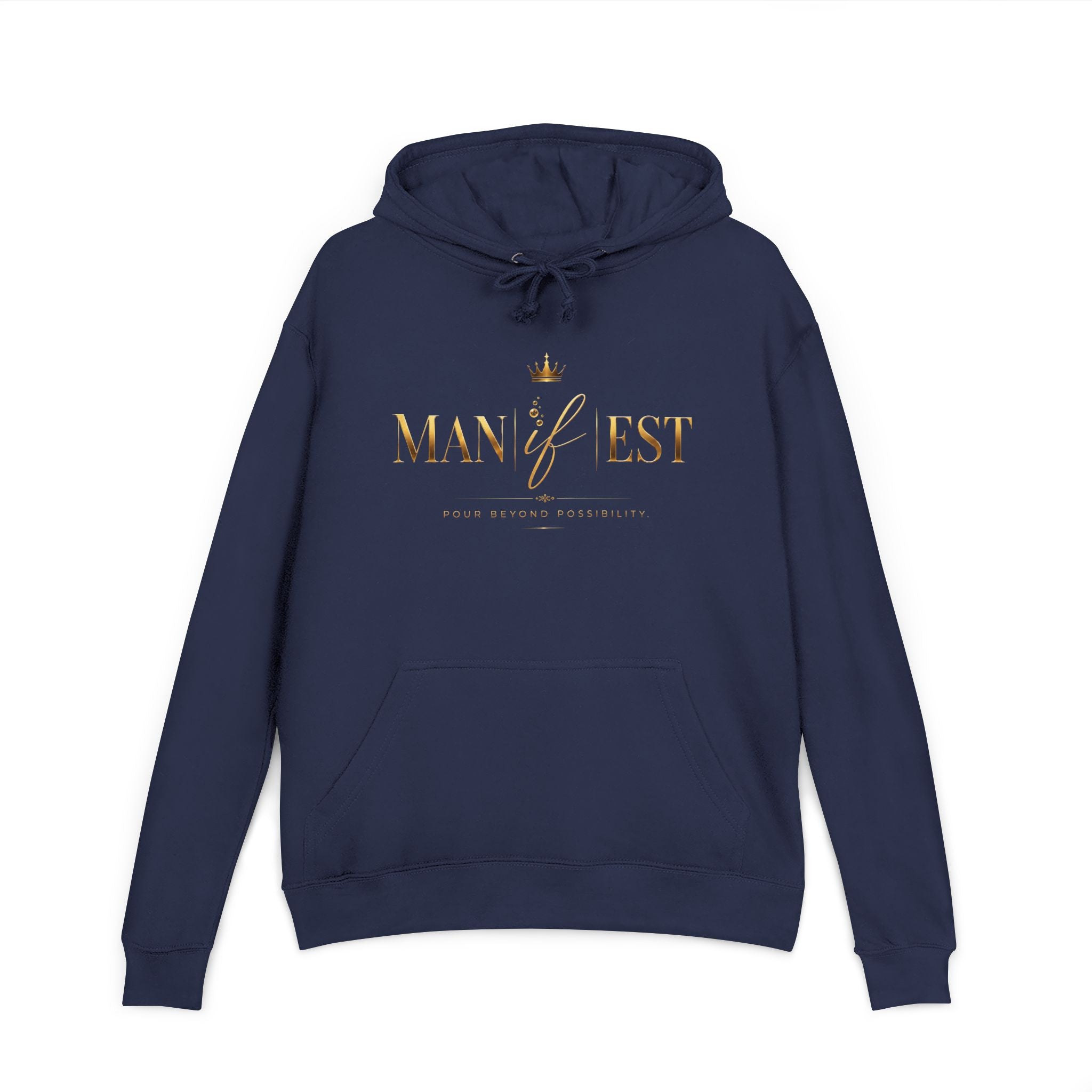 Manifest Hoodie — 'MANIFEST' Motivational Pullover with Gold Script