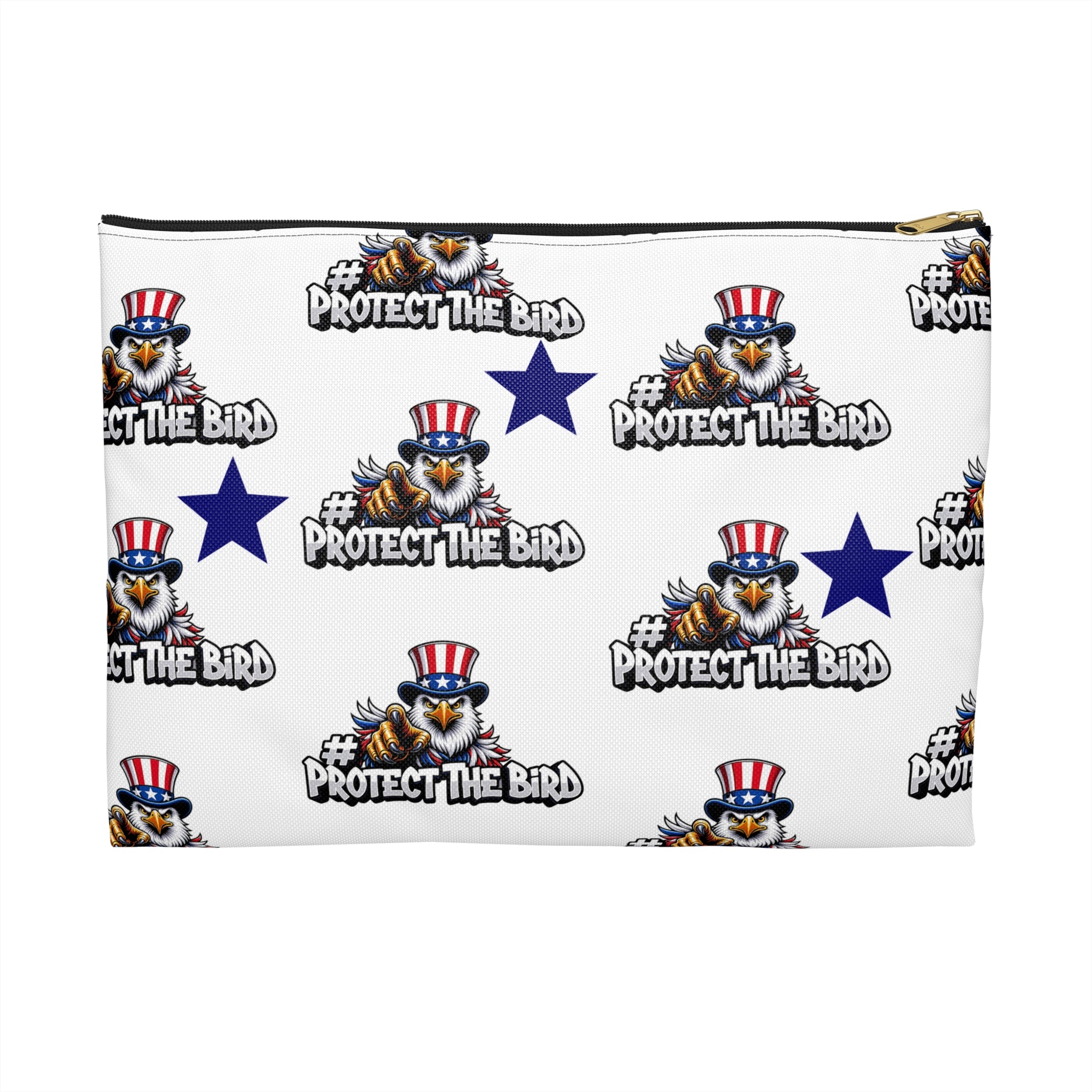 Protect the Bird Accessory Pouch — Patriotic Eagle Zip Pouch for Travel & Everyday