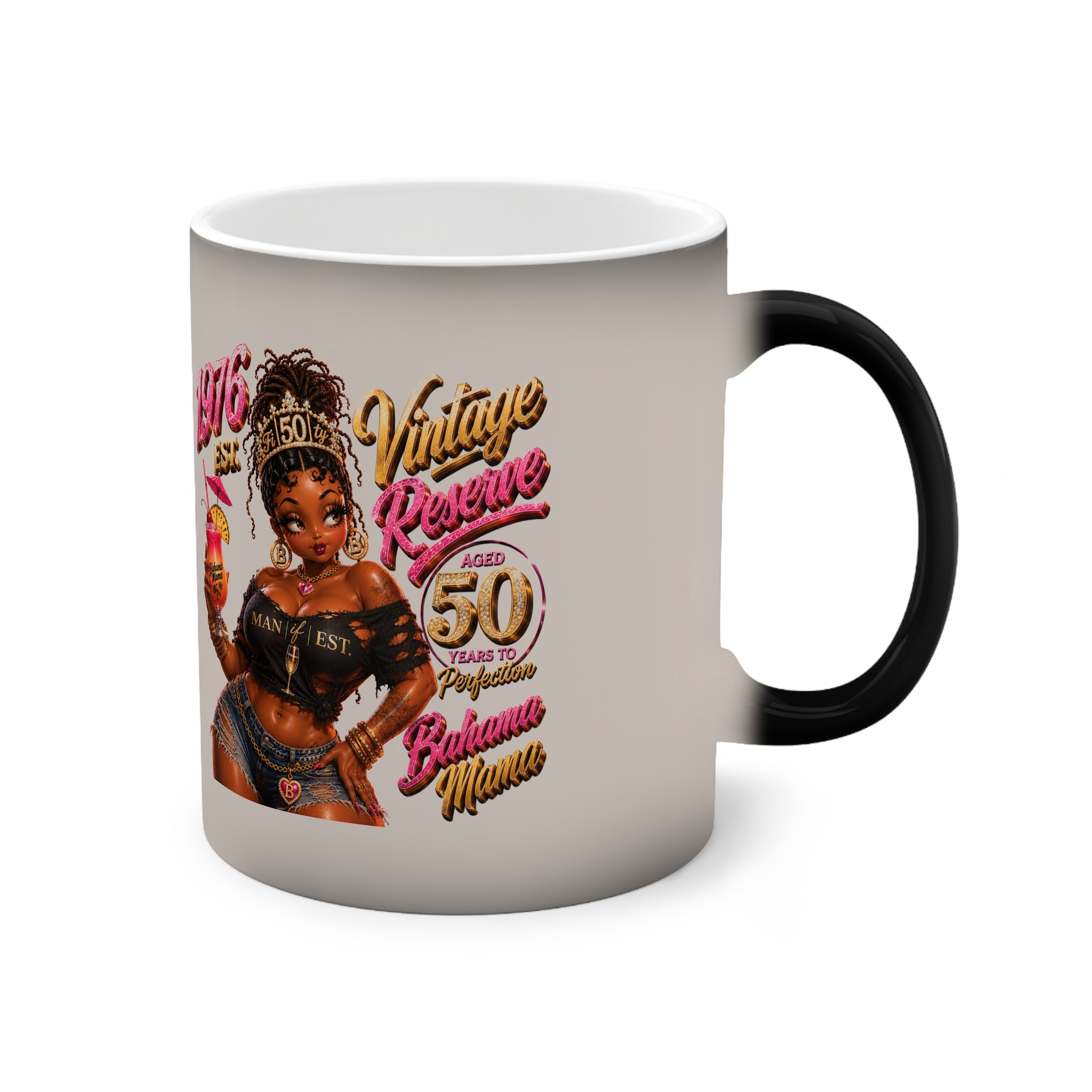 1976 Vintage Babe Color-Changing Mug – 50th Birthday Retro Pin-Up Coffee Cup
