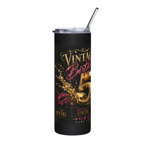 20oz Stainless Tumbler — "Vintage Birthday 50" Champagne Celebration