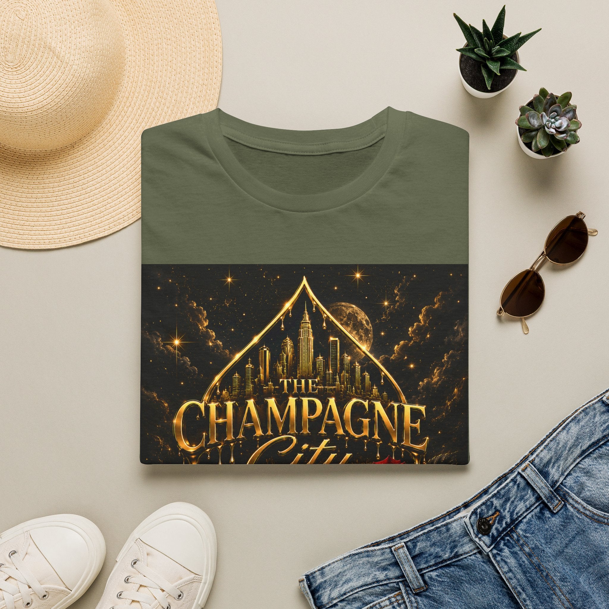 The Champagne City T-Shirt — Golden Skyline Graphic Tee
