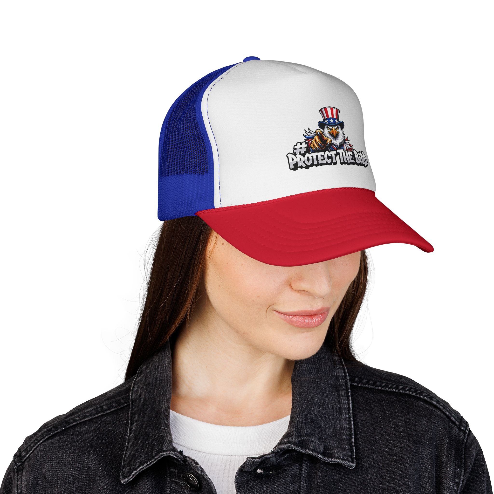 Trucker Cap — "Protect The Bird" Patriotic Eagle Mesh Hat