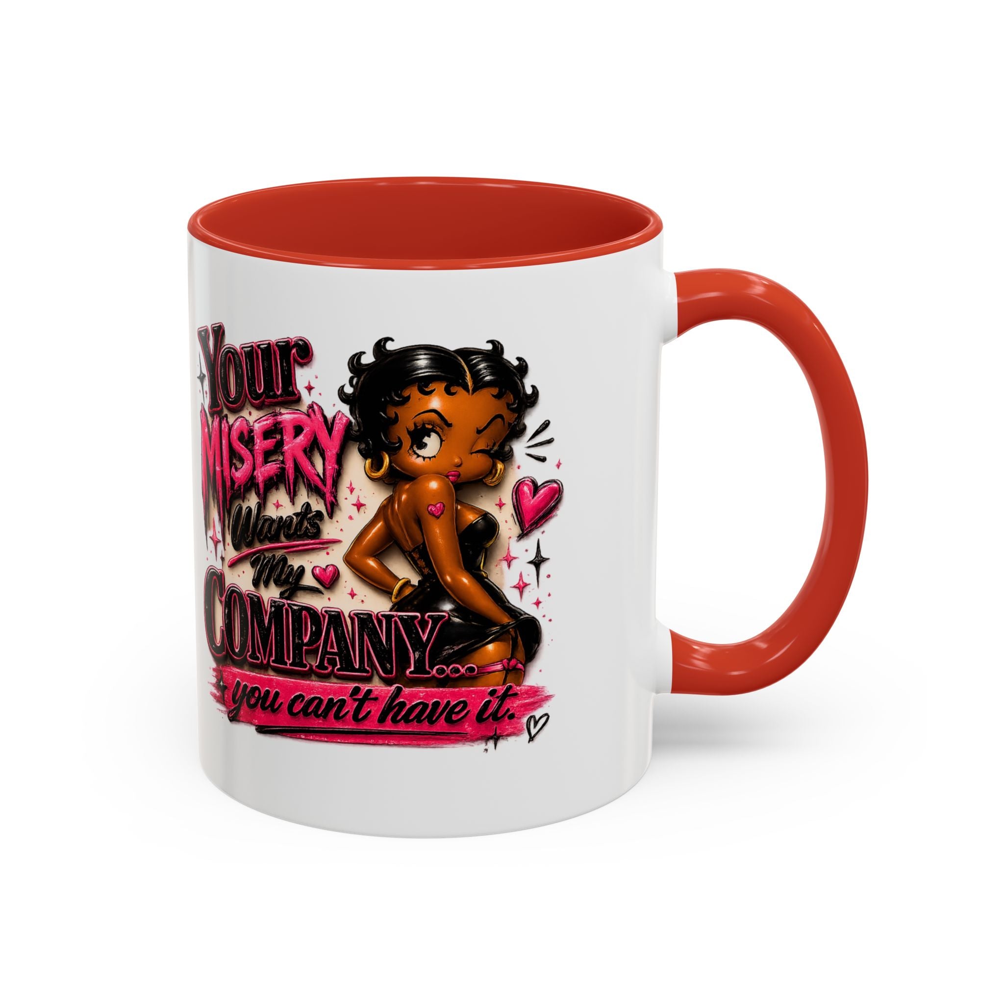 Accent Coffee Mug — "Your Misery Wants My Company" Retro Pin-Up Coffee Mug (11/15oz)