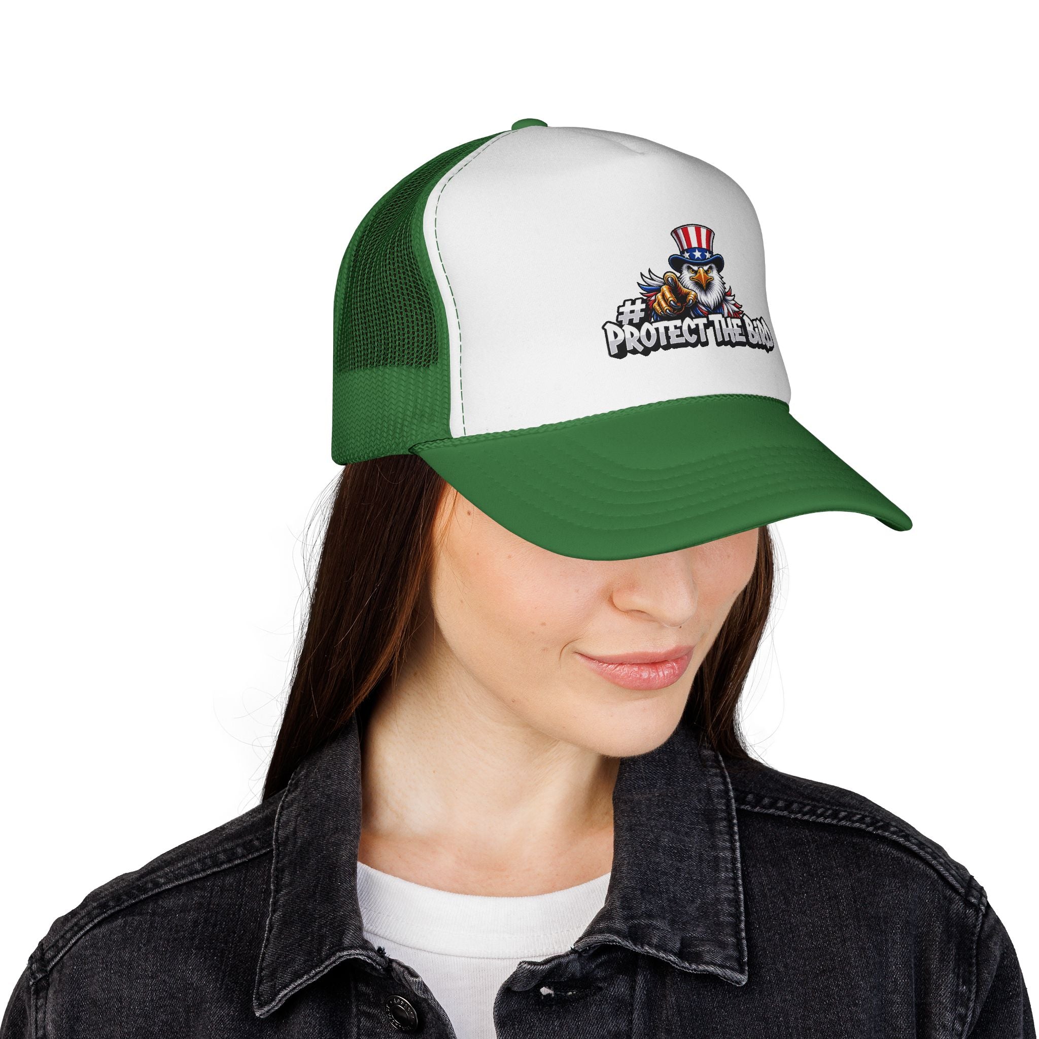 Trucker Cap — "Protect The Bird" Patriotic Eagle Mesh Hat
