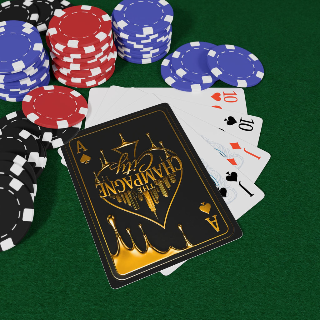 Champagne City Poker Playing Cards — Luxury Gold & Black Card Deck
