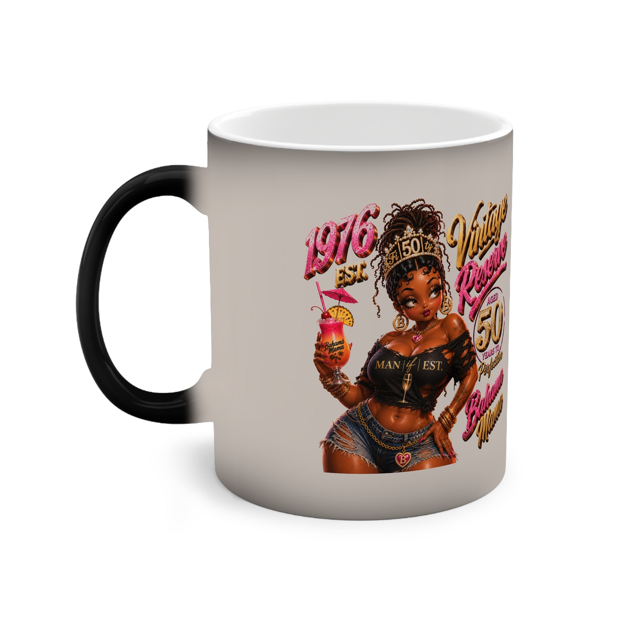 1976 Vintage Babe Color-Changing Mug – 50th Birthday Retro Pin-Up Coffee Cup