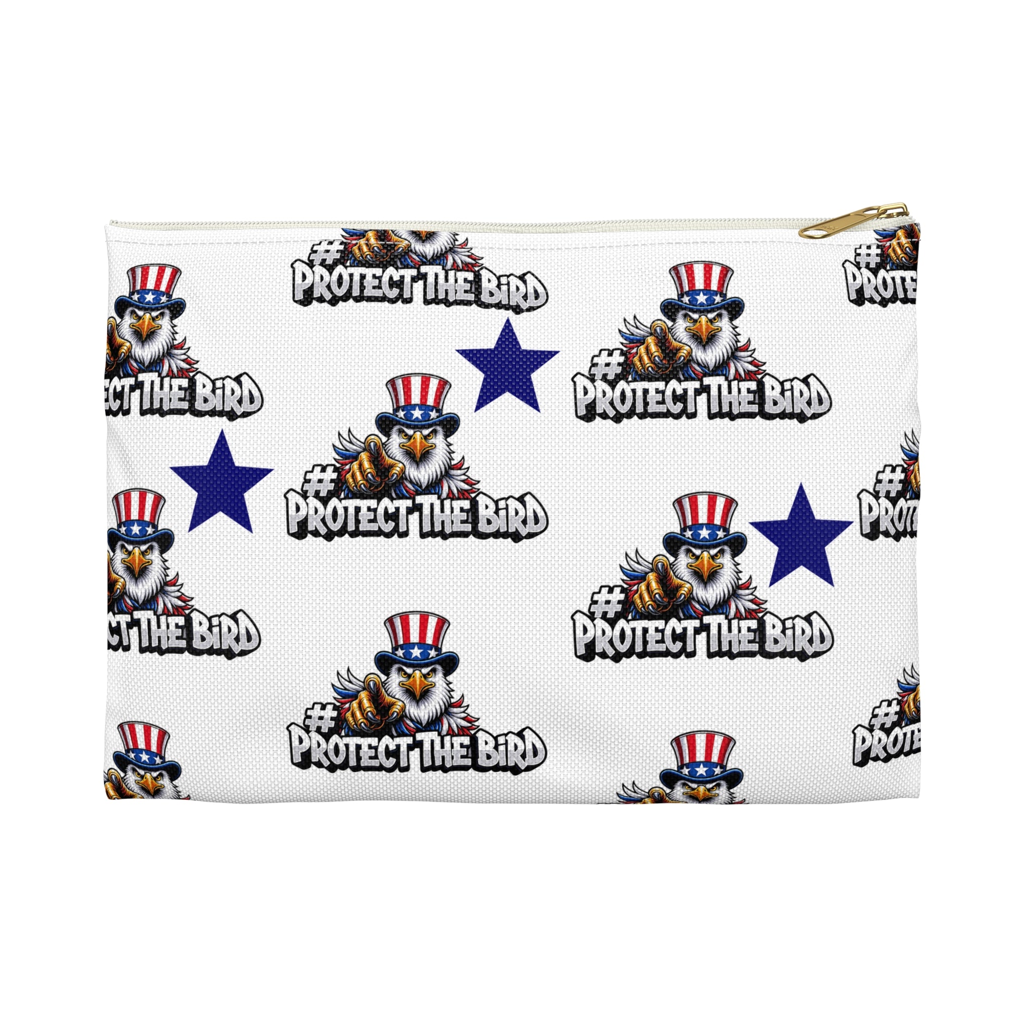 Protect the Bird Accessory Pouch — Patriotic Eagle Zip Pouch for Travel & Everyday