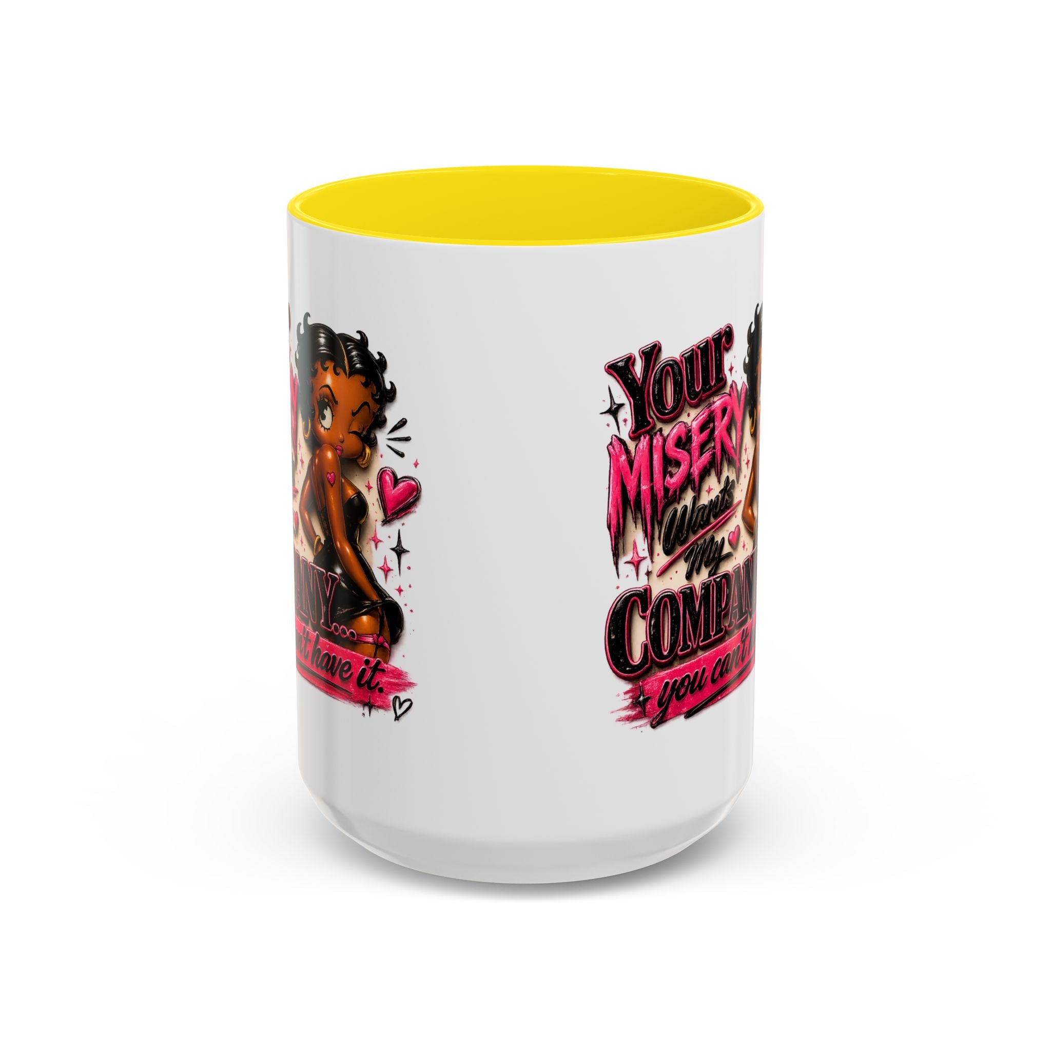 Accent Coffee Mug — "Your Misery Wants My Company" Retro Pin-Up Coffee Mug (11/15oz)