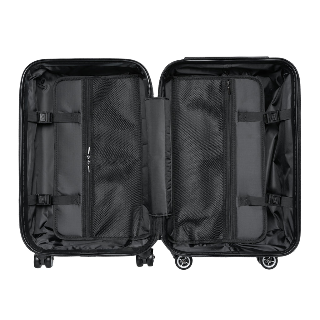 Champagne City Suitcase – Luxurious Black & Gold Travel Luggage with Red Rose Design