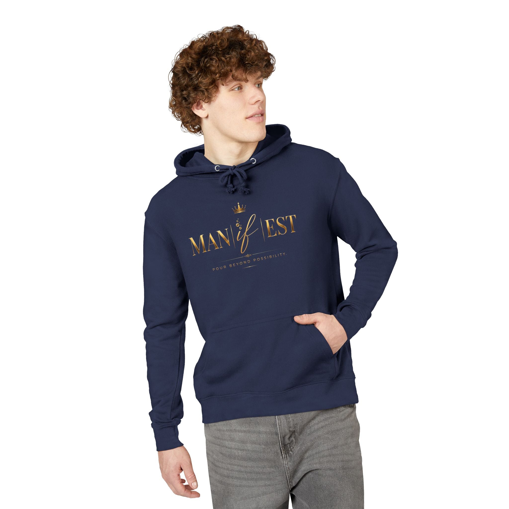 Manifest Hoodie — 'MANIFEST' Motivational Pullover with Gold Script