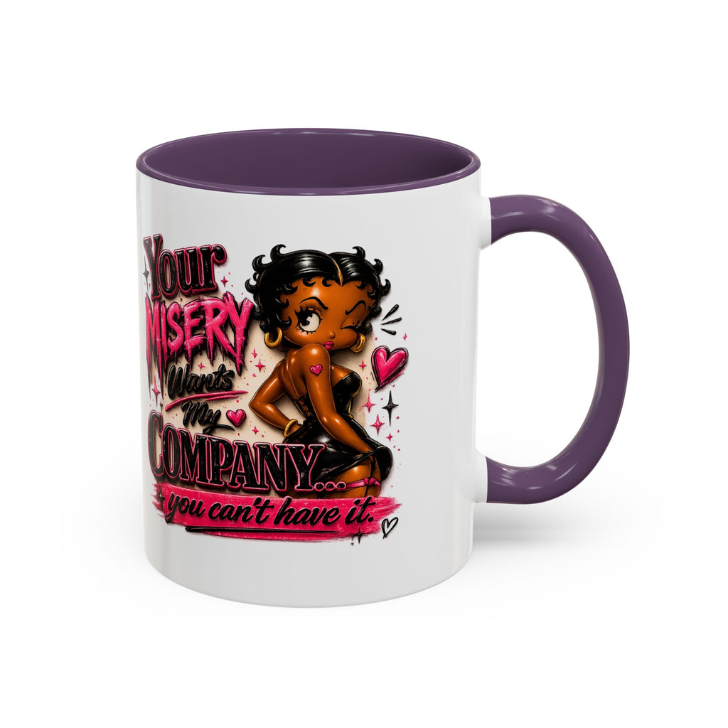 Accent Coffee Mug — "Your Misery Wants My Company" Retro Pin-Up Coffee Mug (11/15oz)