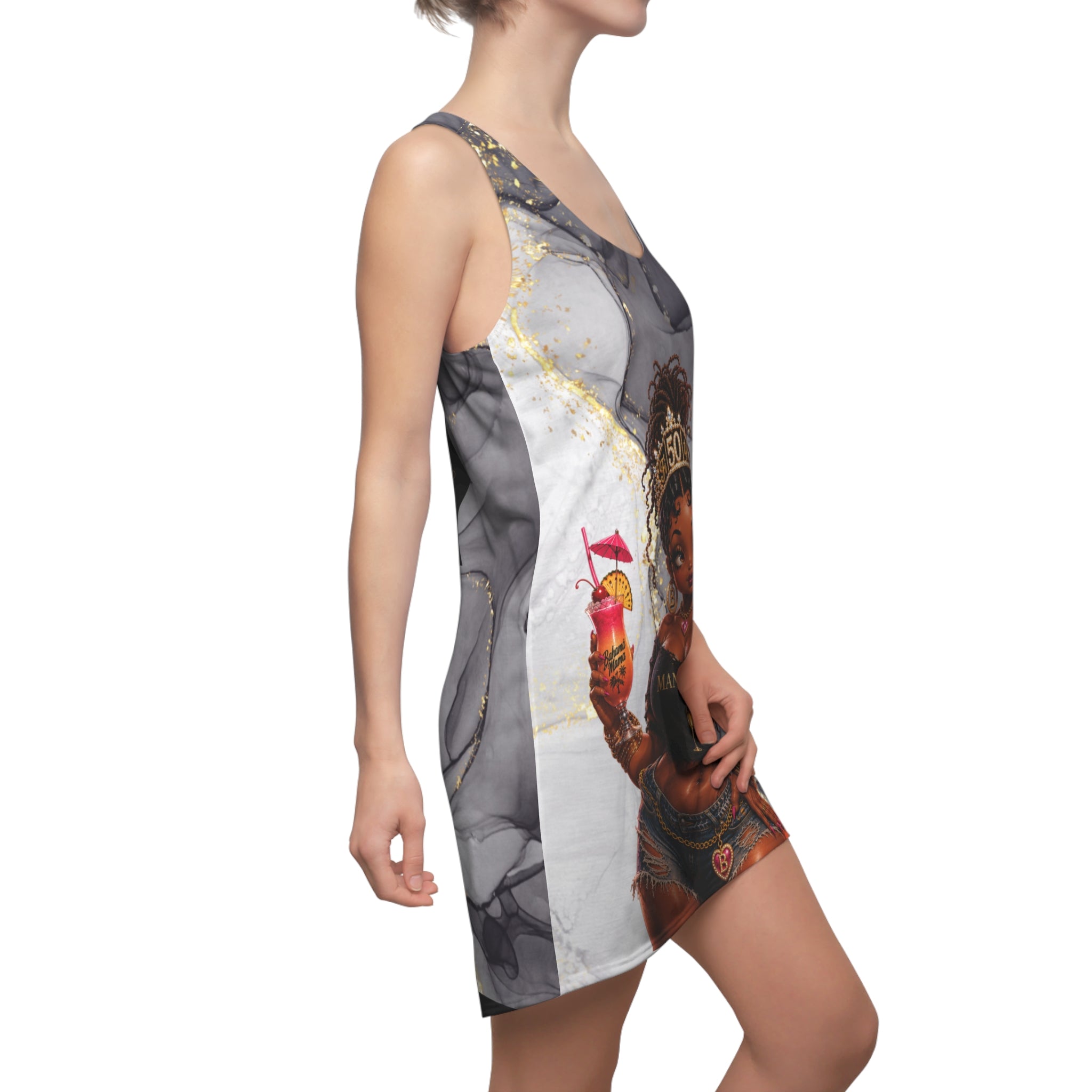Racerback Dress — "Manifest" 50th Vintage Reserve Afrocentric Birthday Design