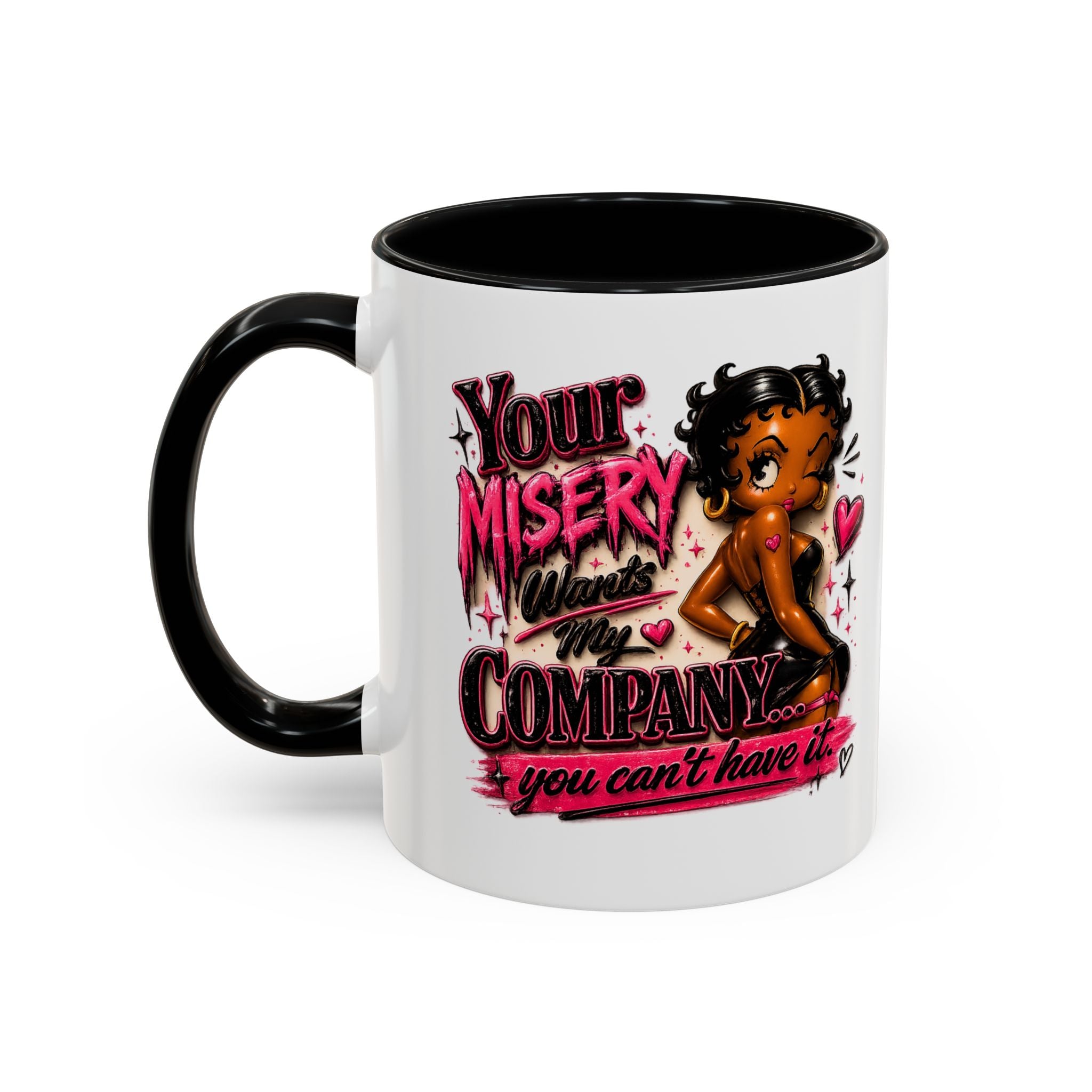 Accent Coffee Mug — "Your Misery Wants My Company" Retro Pin-Up Coffee Mug (11/15oz)