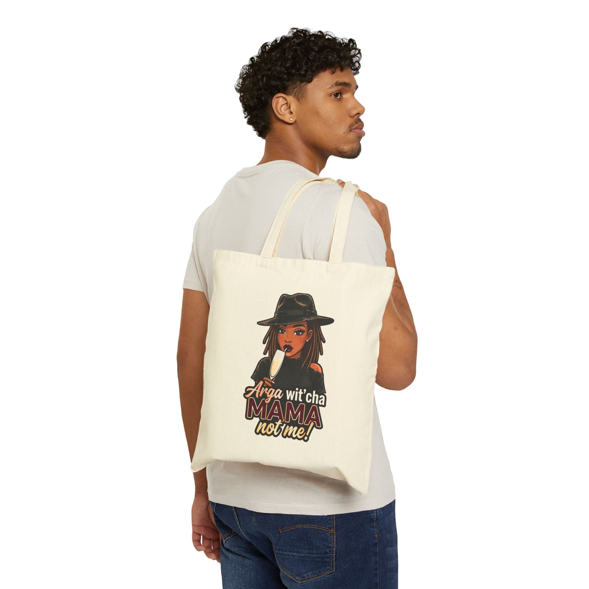 Tote Bag — Arga Witcha Mama, Not Me! Stylish Mama Witch Graphic Cotton Tote