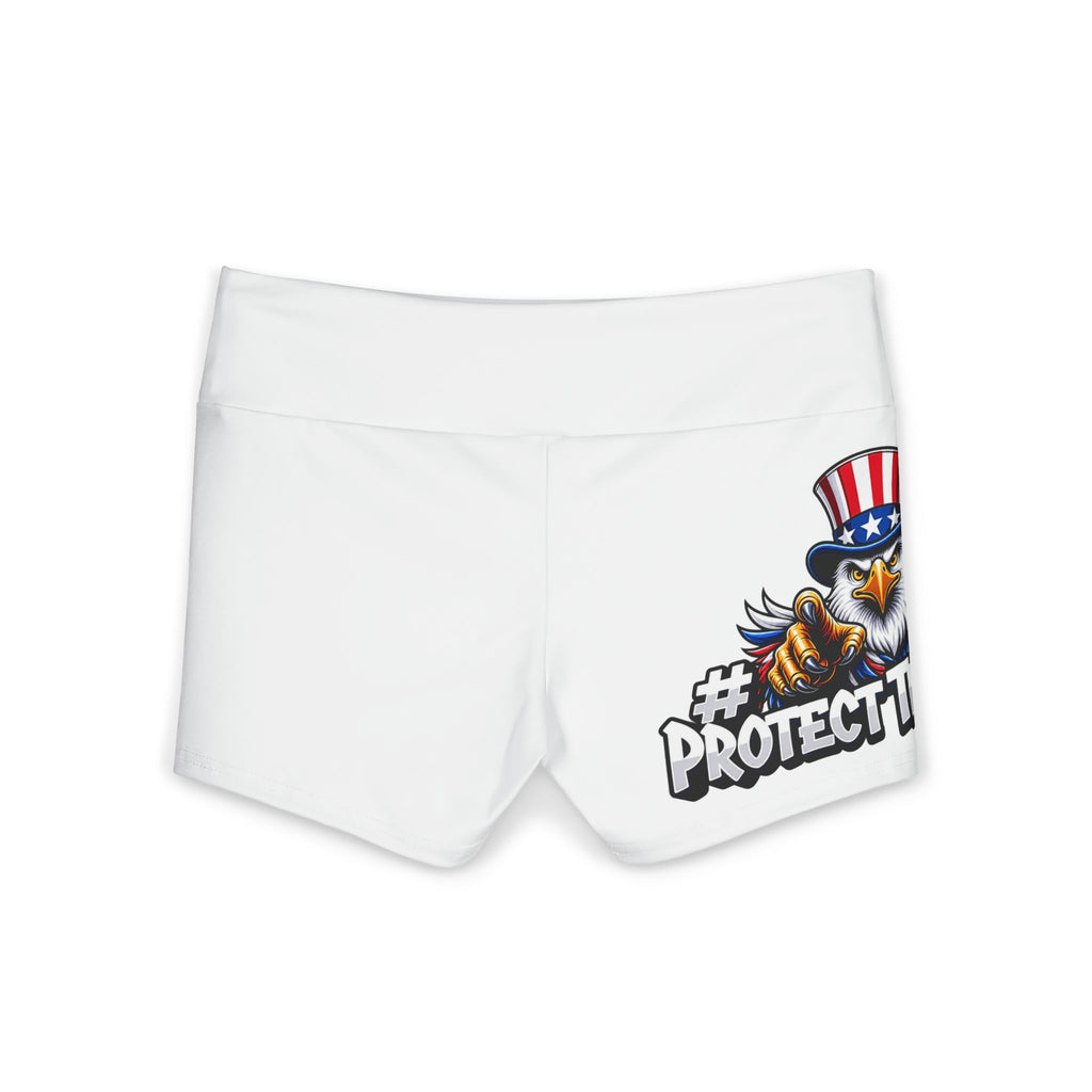 Yoga Shorts — 'Protect The Bird' Patriotic Eagle Sports Shorts