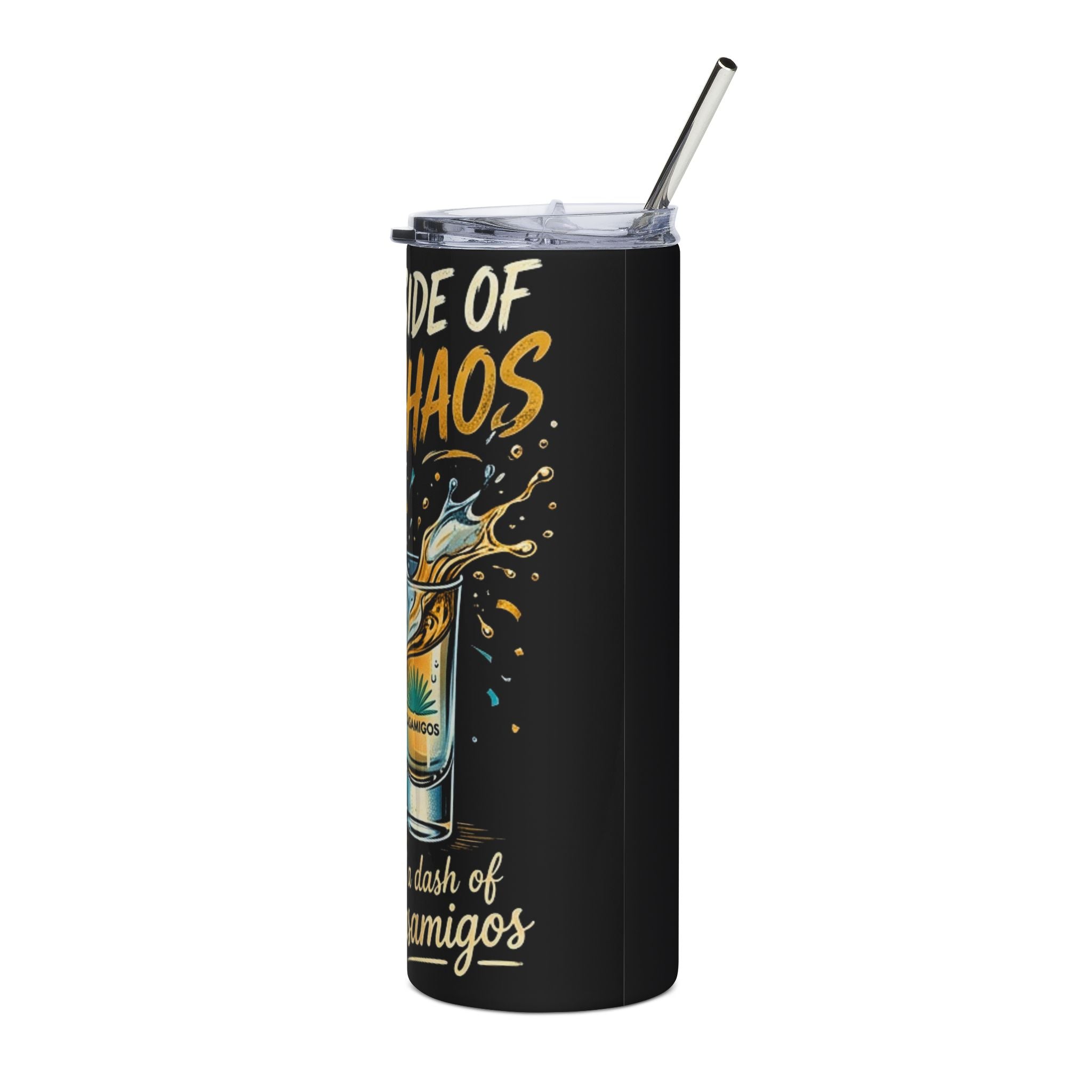 20oz Stainless Tumbler — “With a Side of Chaos” Cocktail Travel Mug