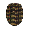 Champagne City Toilet Three-Piece Bath Set — Gold Skyline & Red Rose Design