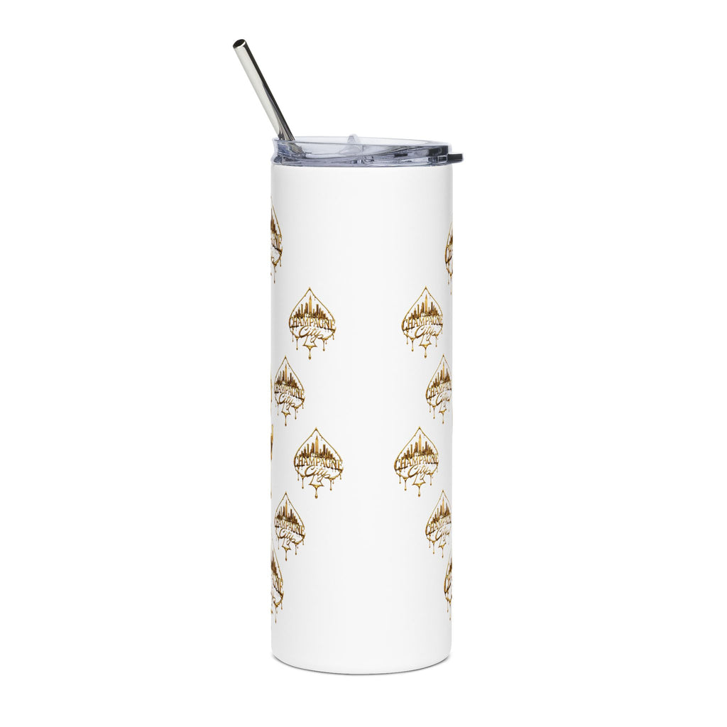 Champagne City 20oz Stainless Steel Tumbler — Gold Skyline Drip Design