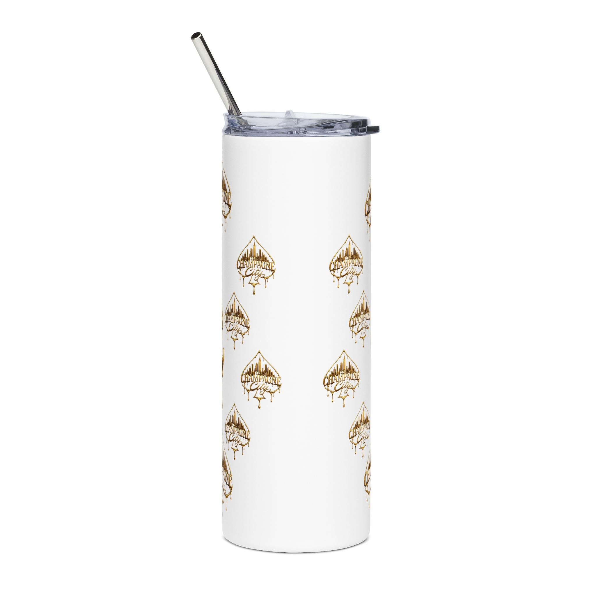 Champagne City 20oz Stainless Steel Tumbler — Gold Skyline Drip Design