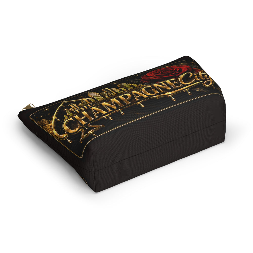 The Champagne City Accessory Pouch — Luxe Rose T-Bottom Makeup Bag