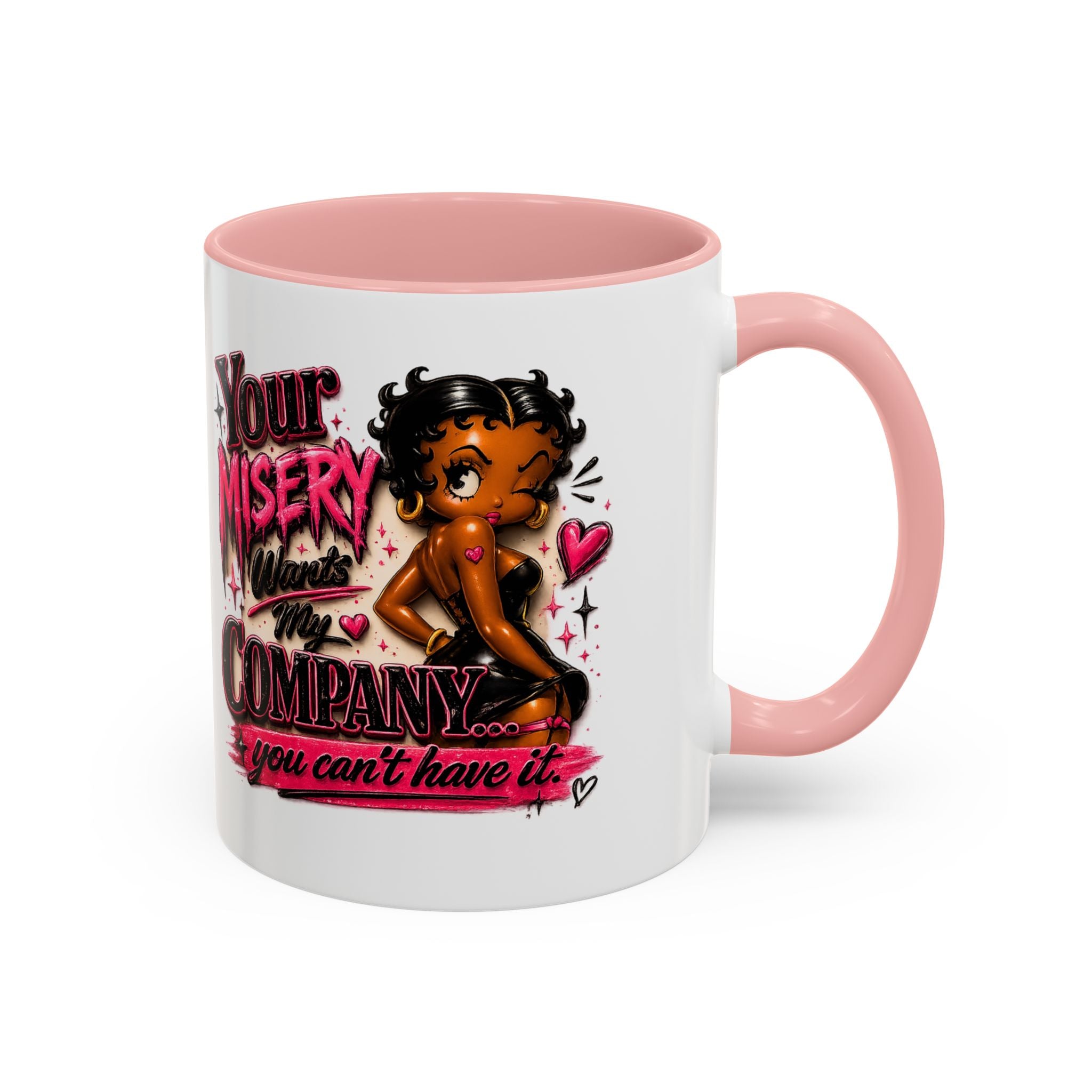 Accent Coffee Mug — "Your Misery Wants My Company" Retro Pin-Up Coffee Mug (11/15oz)