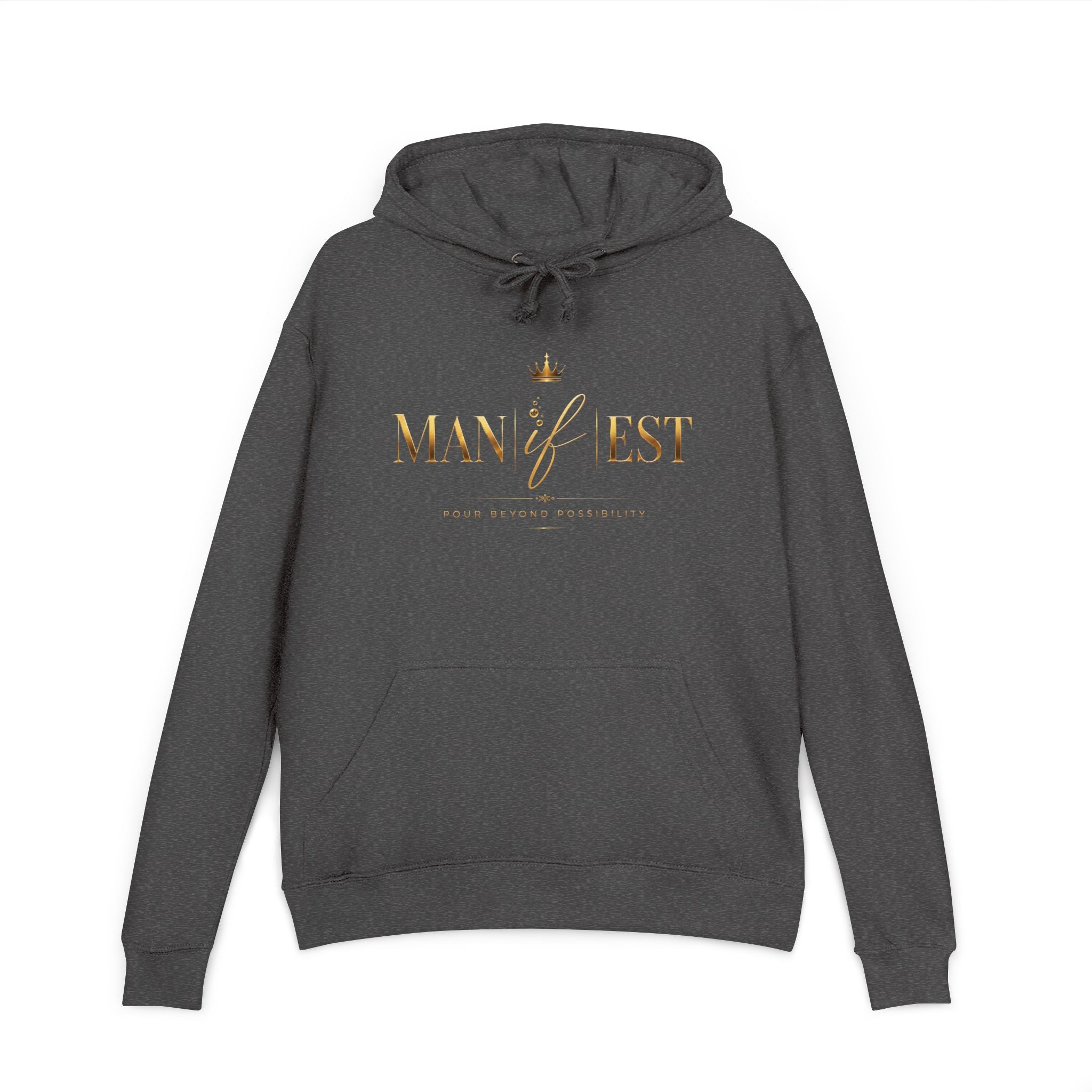 Manifest Hoodie — 'MANIFEST' Motivational Pullover with Gold Script