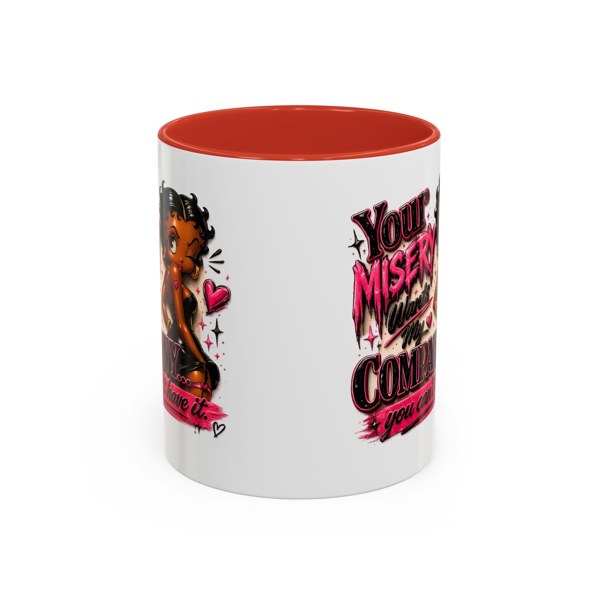Accent Coffee Mug — "Your Misery Wants My Company" Retro Pin-Up Coffee Mug (11/15oz)