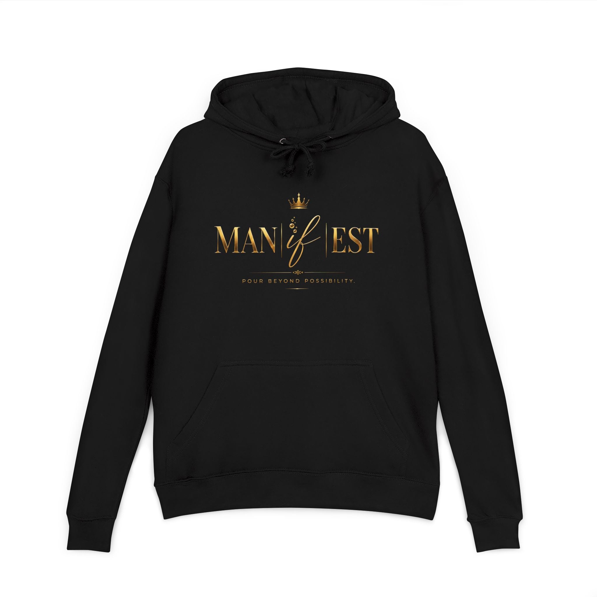 Manifest Hoodie — 'MANIFEST' Motivational Pullover with Gold Script