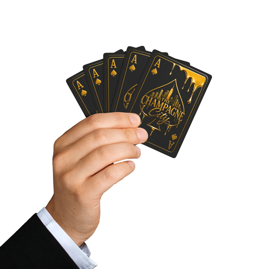 Champagne City Poker Playing Cards — Luxury Gold & Black Card Deck