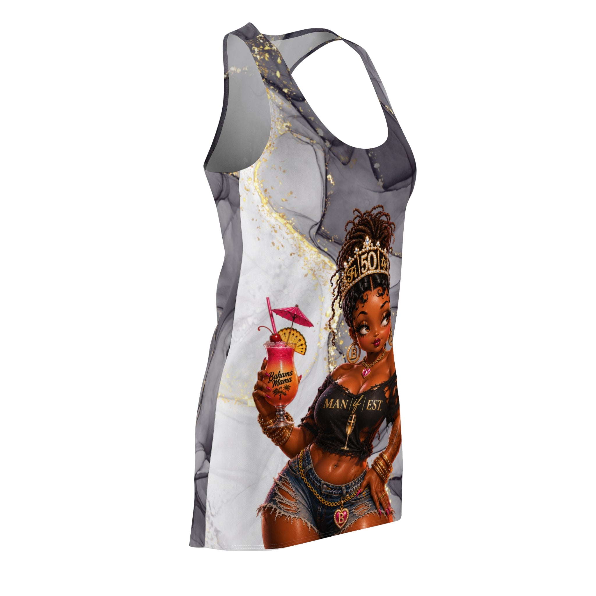 Racerback Dress — "Manifest" 50th Vintage Reserve Afrocentric Birthday Design