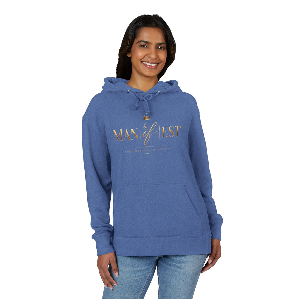 Manifest Hoodie — 'MANIFEST' Motivational Pullover with Gold Script
