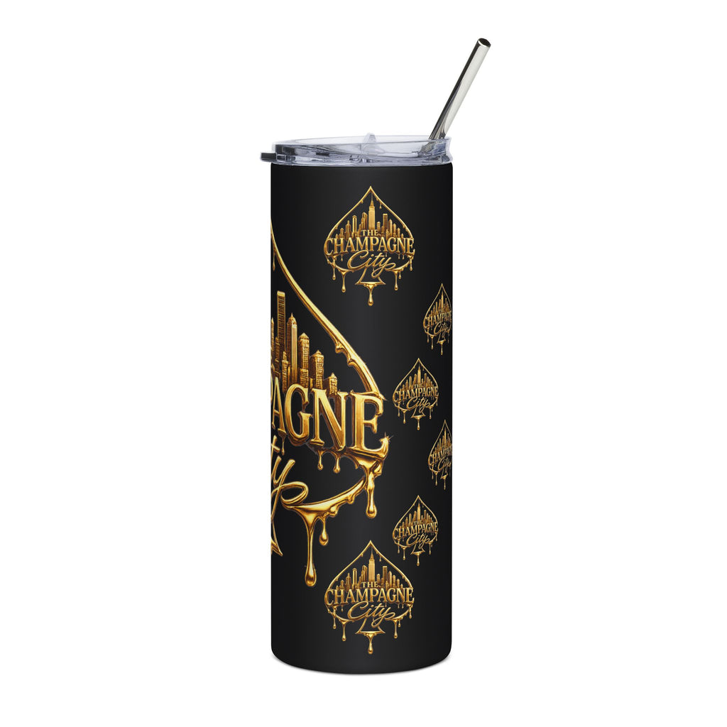 Champagne City 20oz Stainless Steel Tumbler — Gold Skyline Drip Design