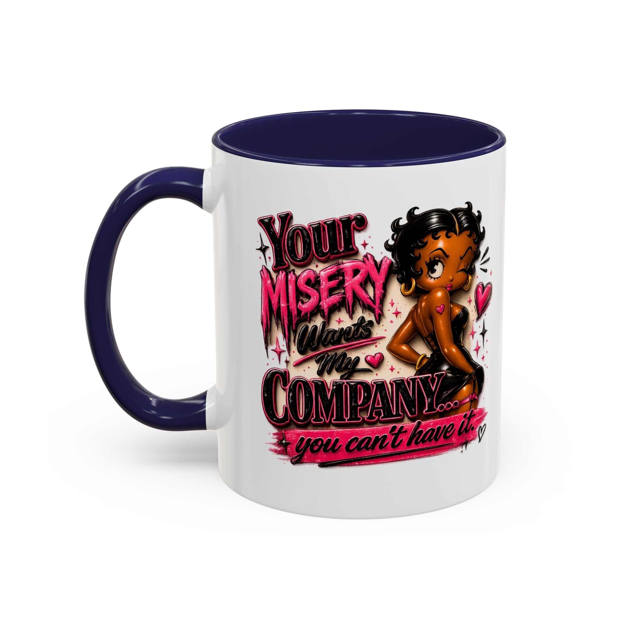 Accent Coffee Mug — "Your Misery Wants My Company" Retro Pin-Up Coffee Mug (11/15oz)