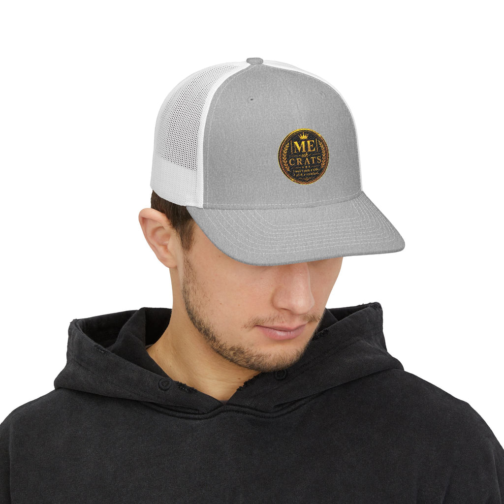 Me -uh- CRATS Signature Embroidered Retro Coin Logo Trucker Cap