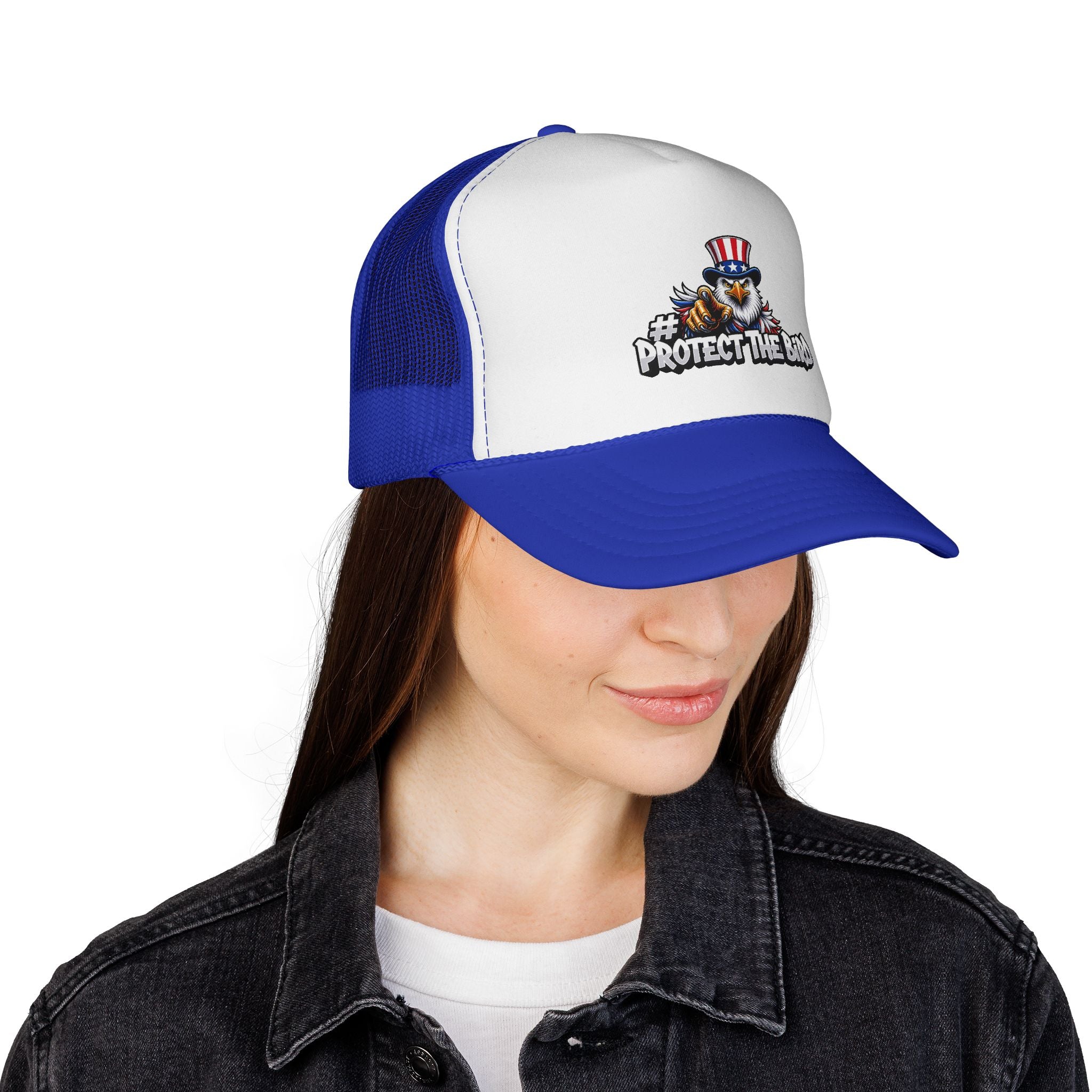 Trucker Cap — "Protect The Bird" Patriotic Eagle Mesh Hat