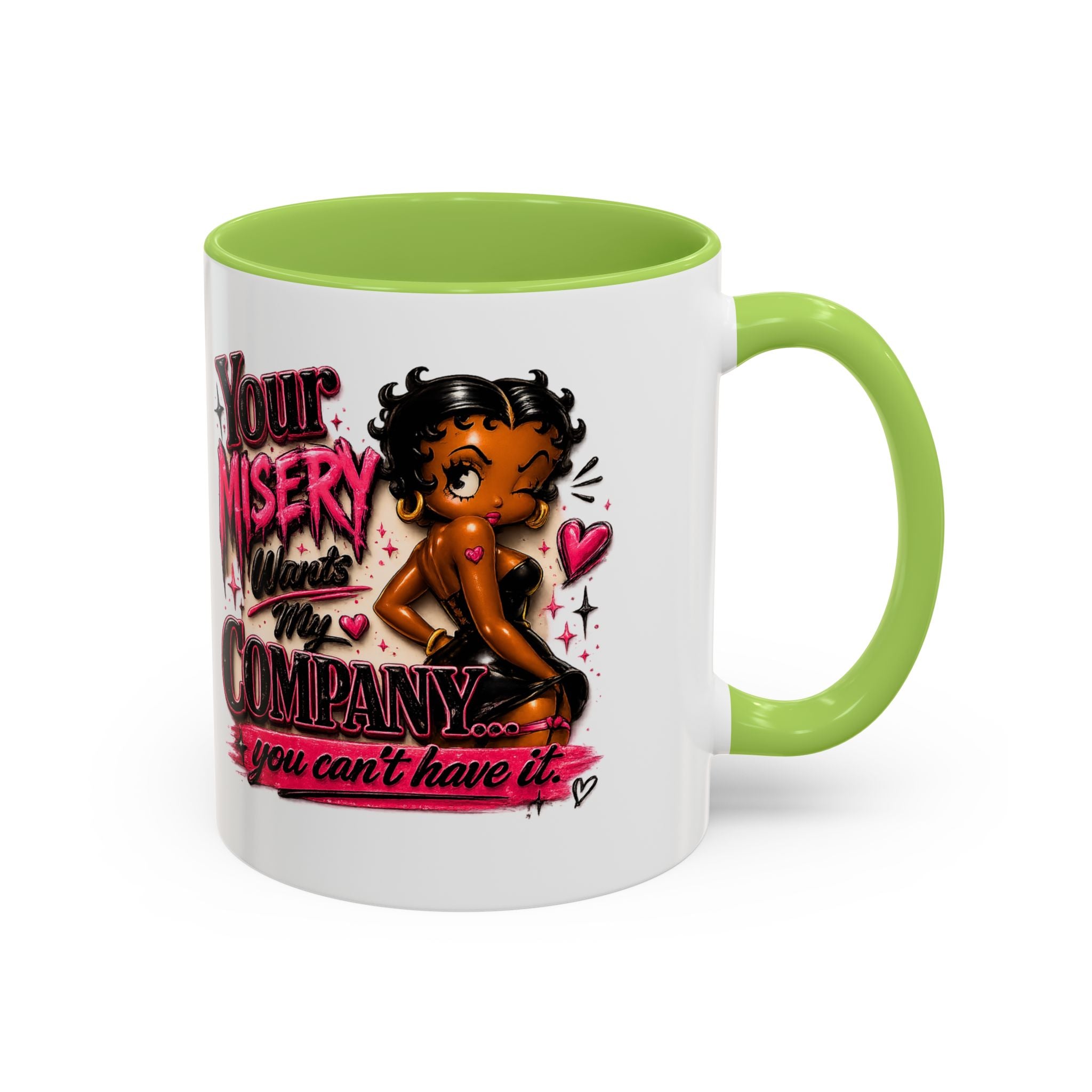 Accent Coffee Mug — "Your Misery Wants My Company" Retro Pin-Up Coffee Mug (11/15oz)