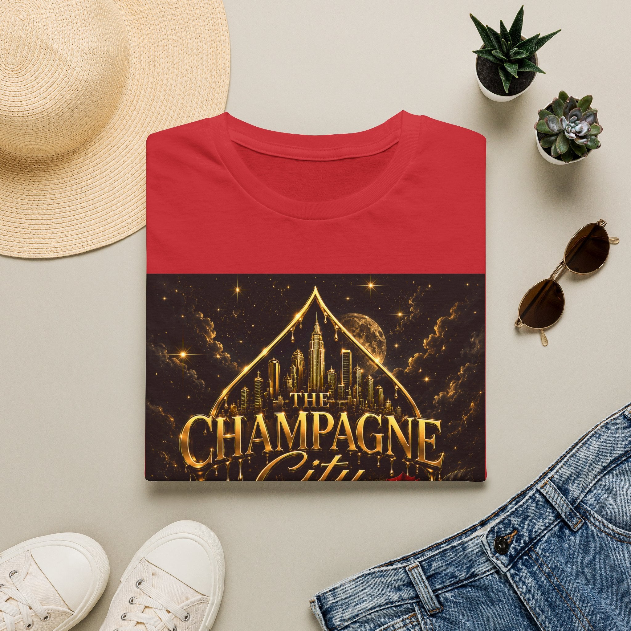 The Champagne City T-Shirt — Golden Skyline Graphic Tee
