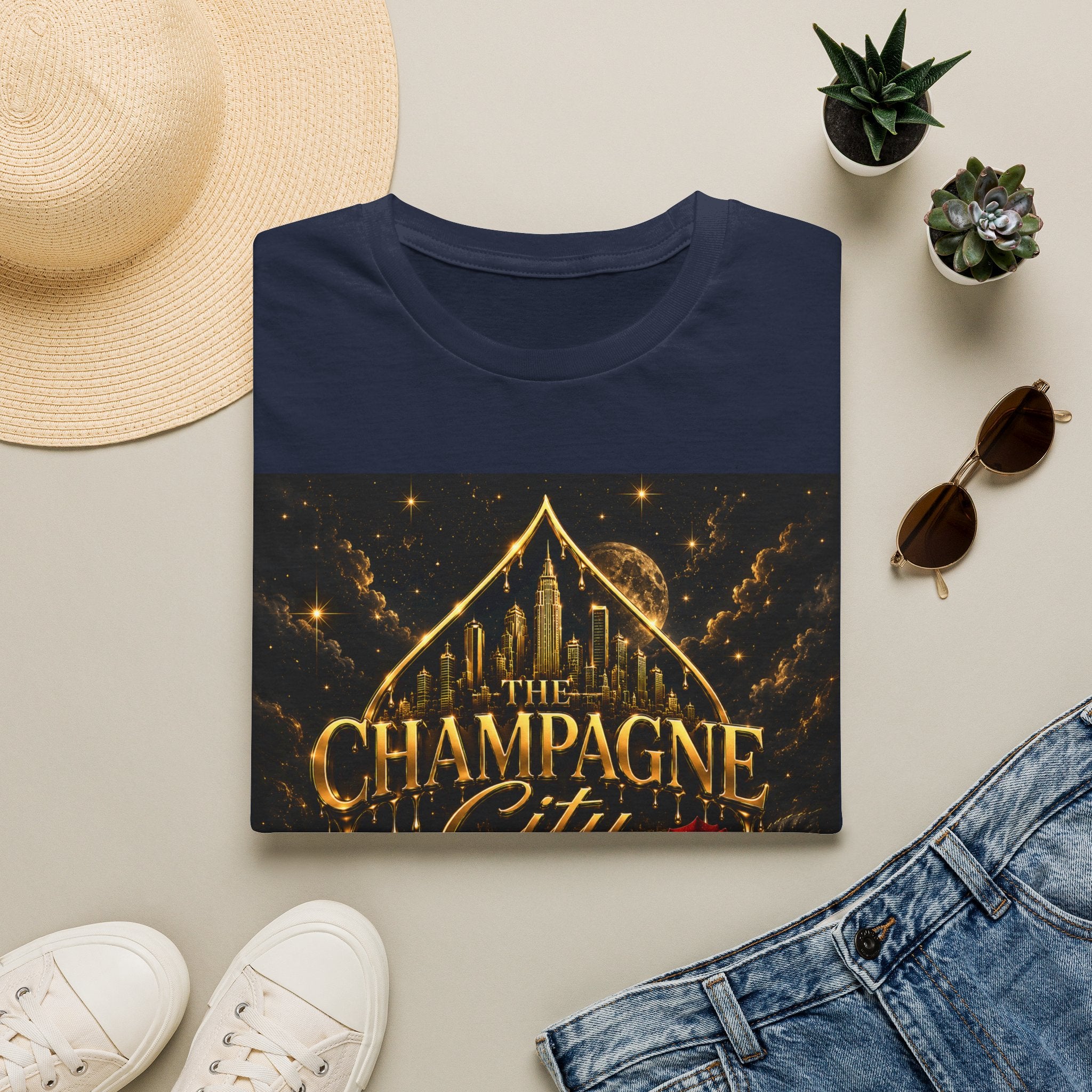 The Champagne City T-Shirt — Golden Skyline Graphic Tee