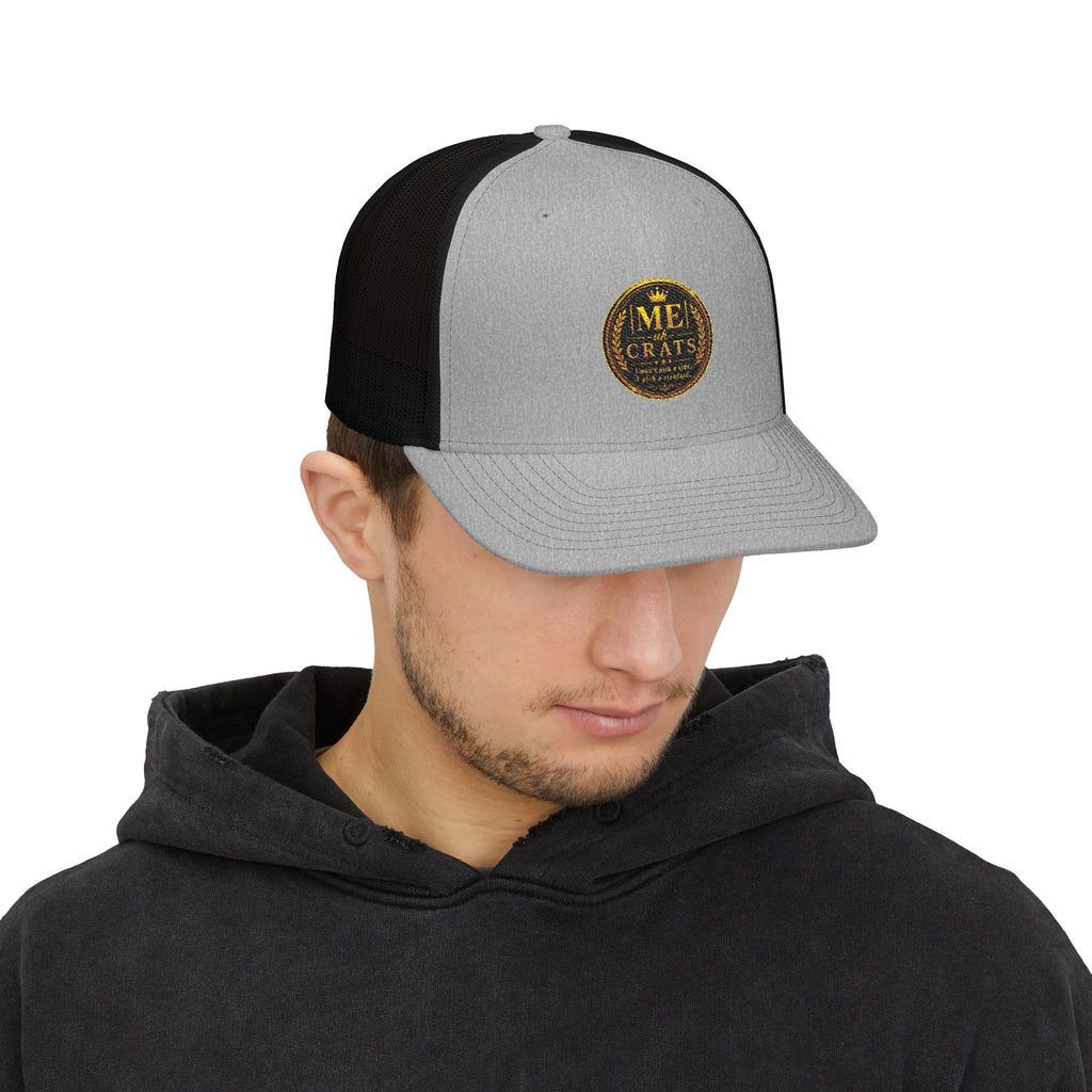 Me -uh- CRATS Signature Embroidered Retro Coin Logo Trucker Cap