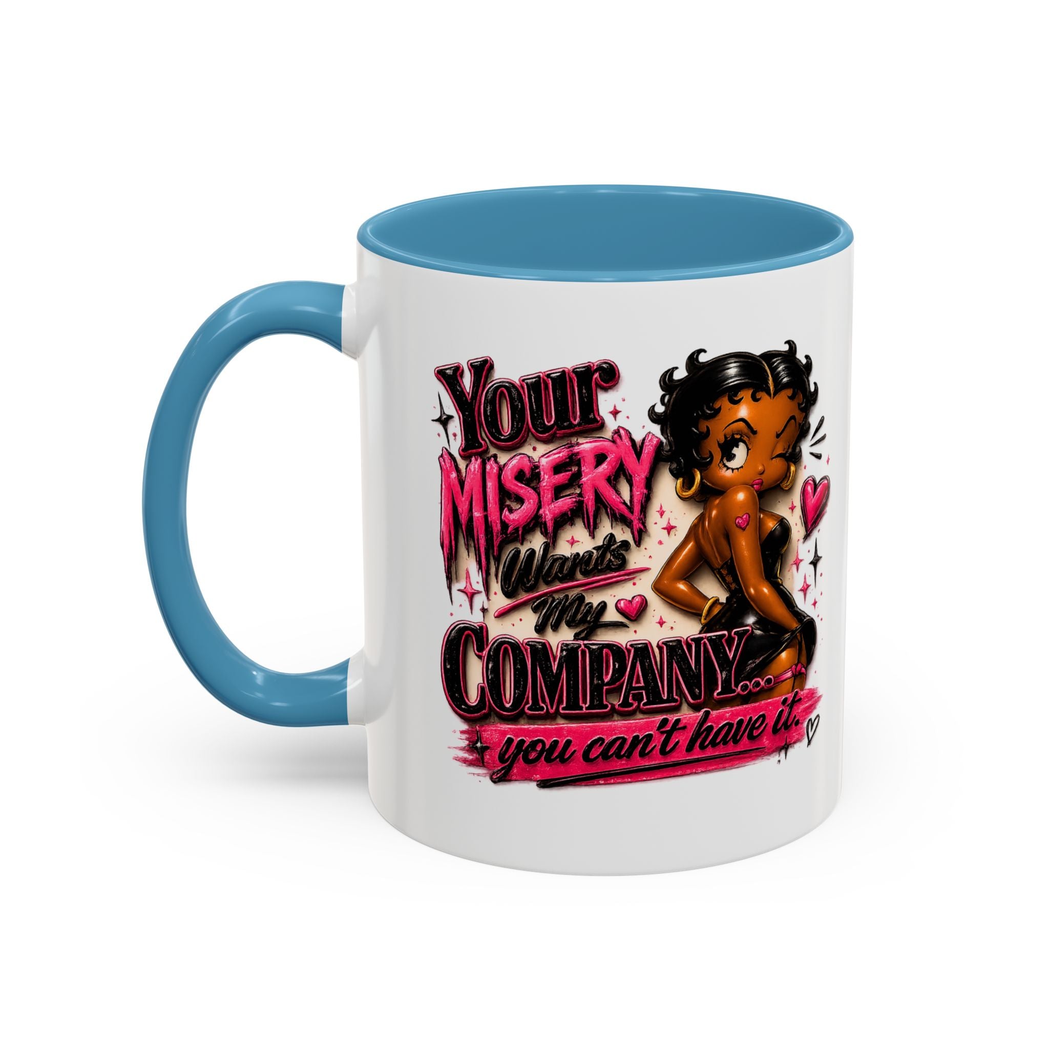 Accent Coffee Mug — "Your Misery Wants My Company" Retro Pin-Up Coffee Mug (11/15oz)