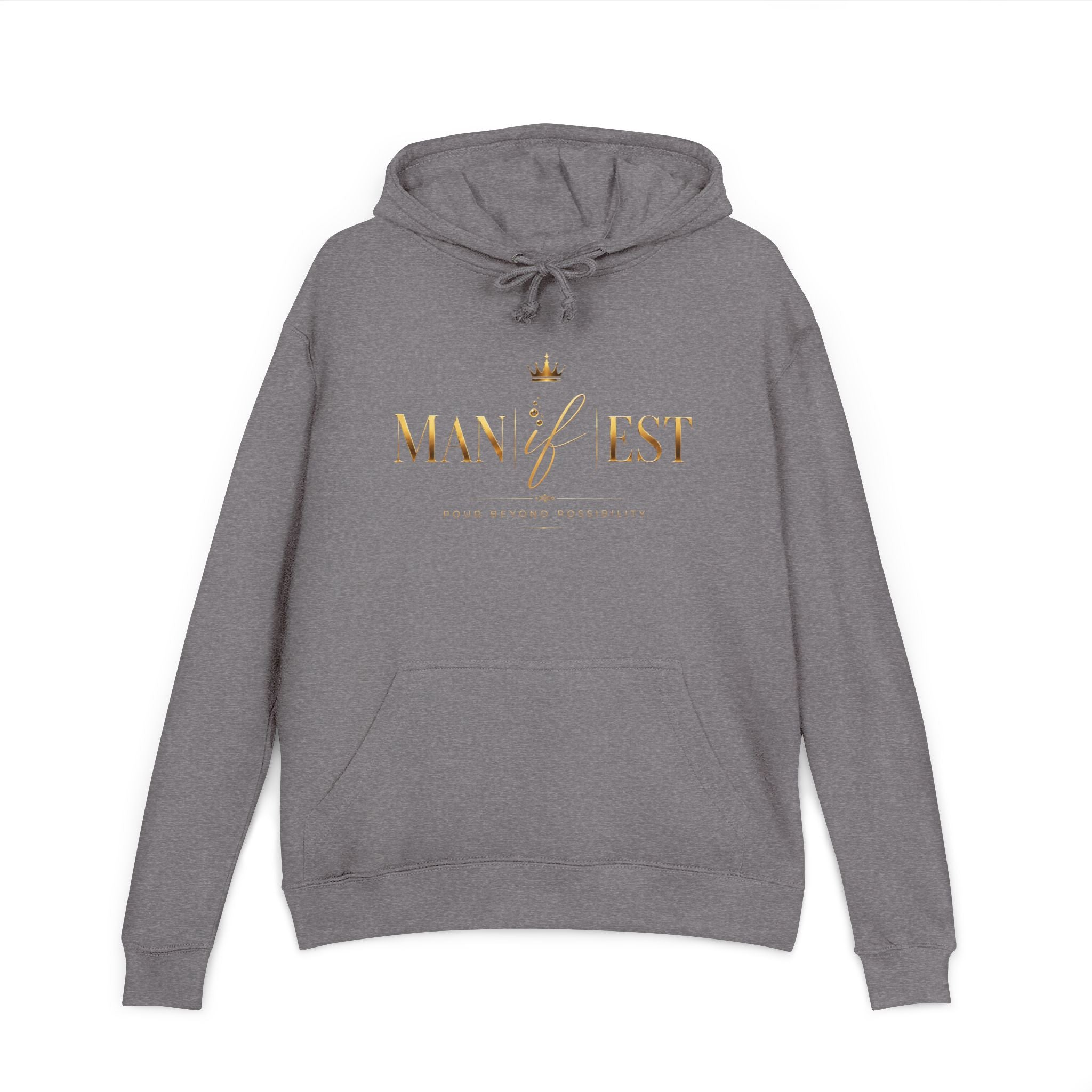 Manifest Hoodie — 'MANIFEST' Motivational Pullover with Gold Script