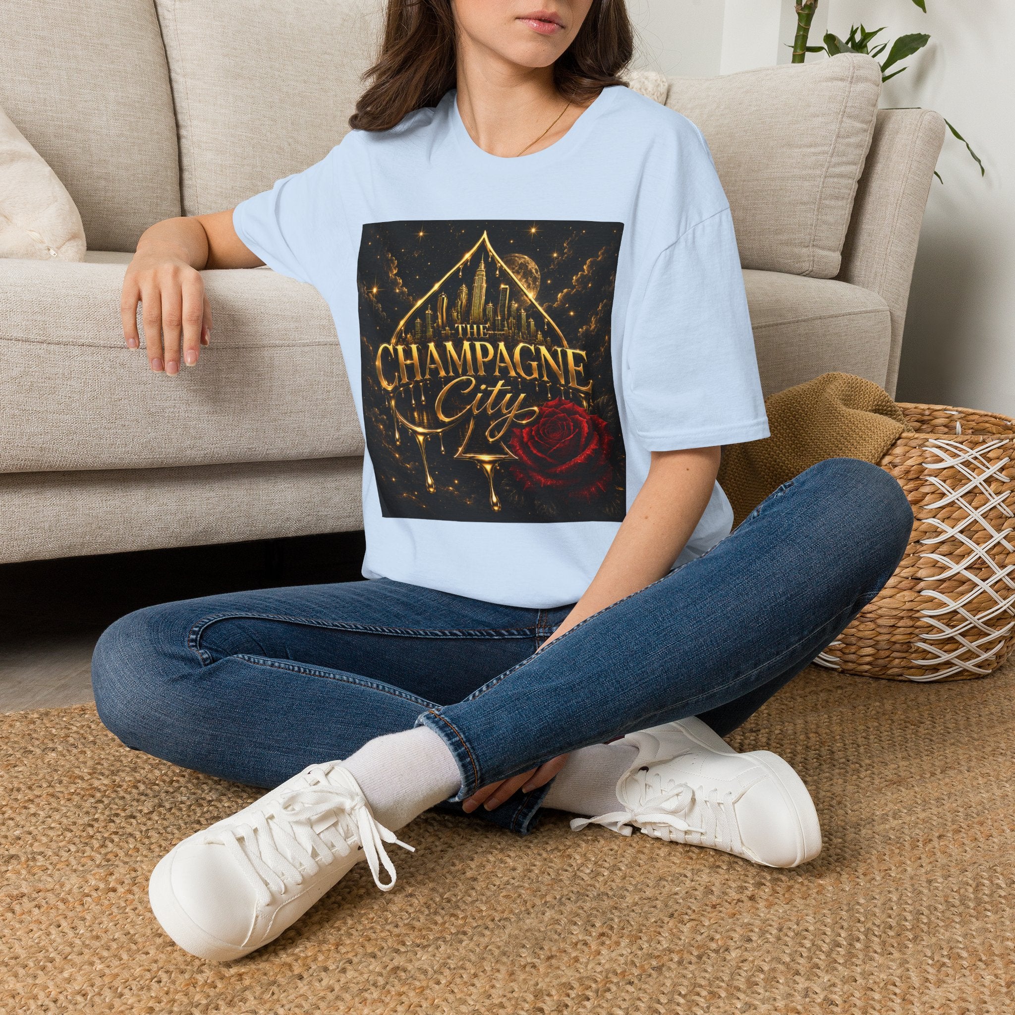 The Champagne City T-Shirt — Golden Skyline Graphic Tee