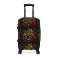 Champagne City Suitcase – Luxurious Black & Gold Travel Luggage with Red Rose Design